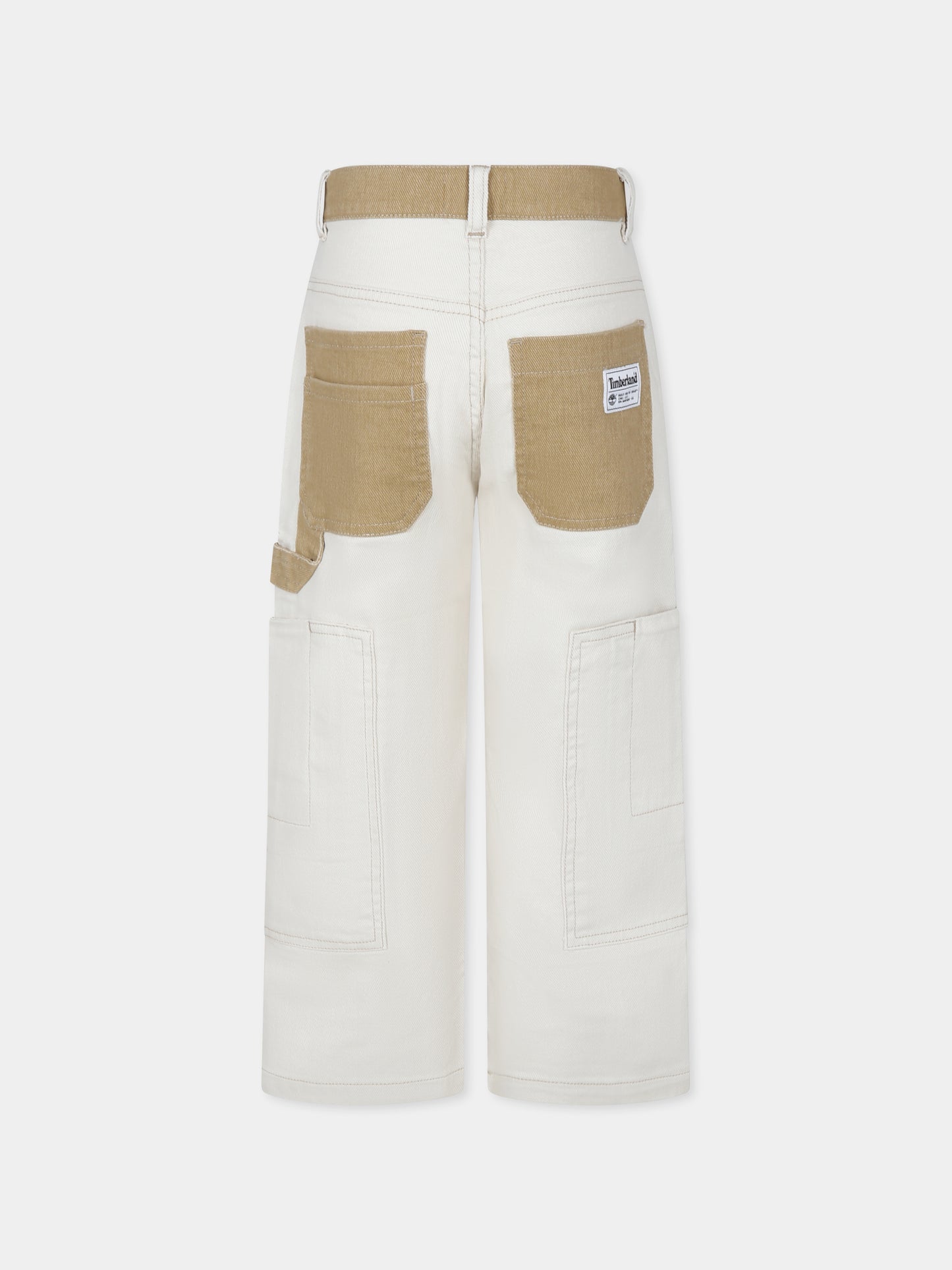Pantaloni avorio per bambino con logo,Timberland,T60467 190