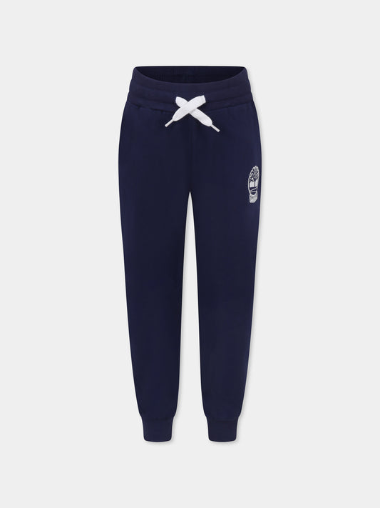 Pantaloni blu per bambino con logo e albero,Timberland,T60461 84N