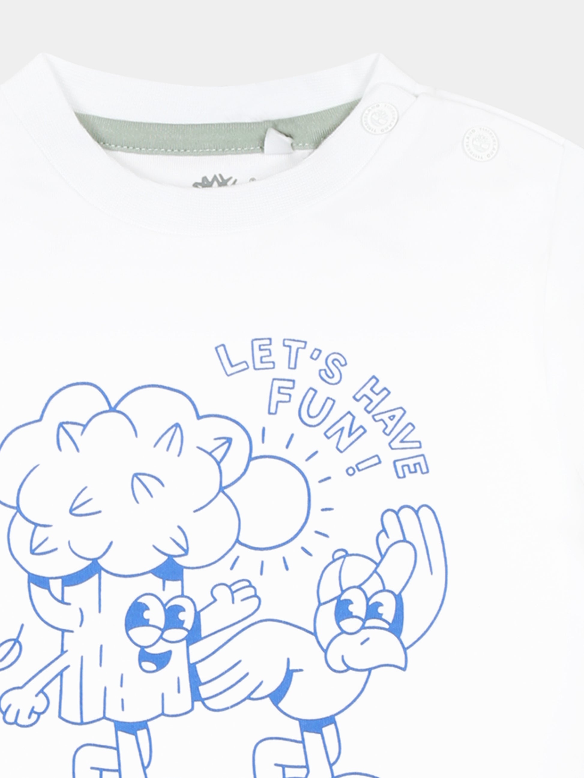 T-shirt bianca per neonato con albero e scritta,Timberland,T60388 10P