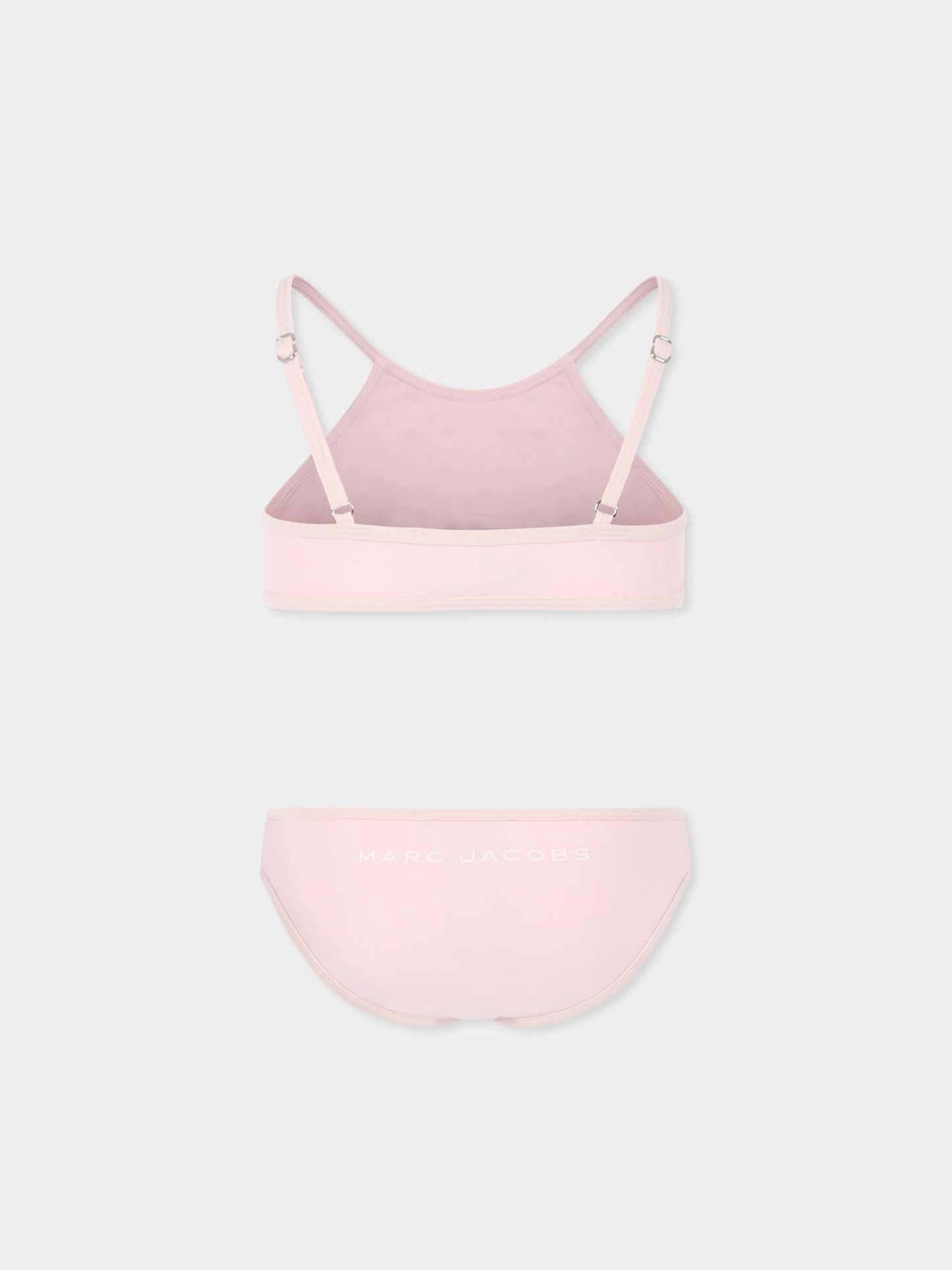 Pink bikini for girl with flowers