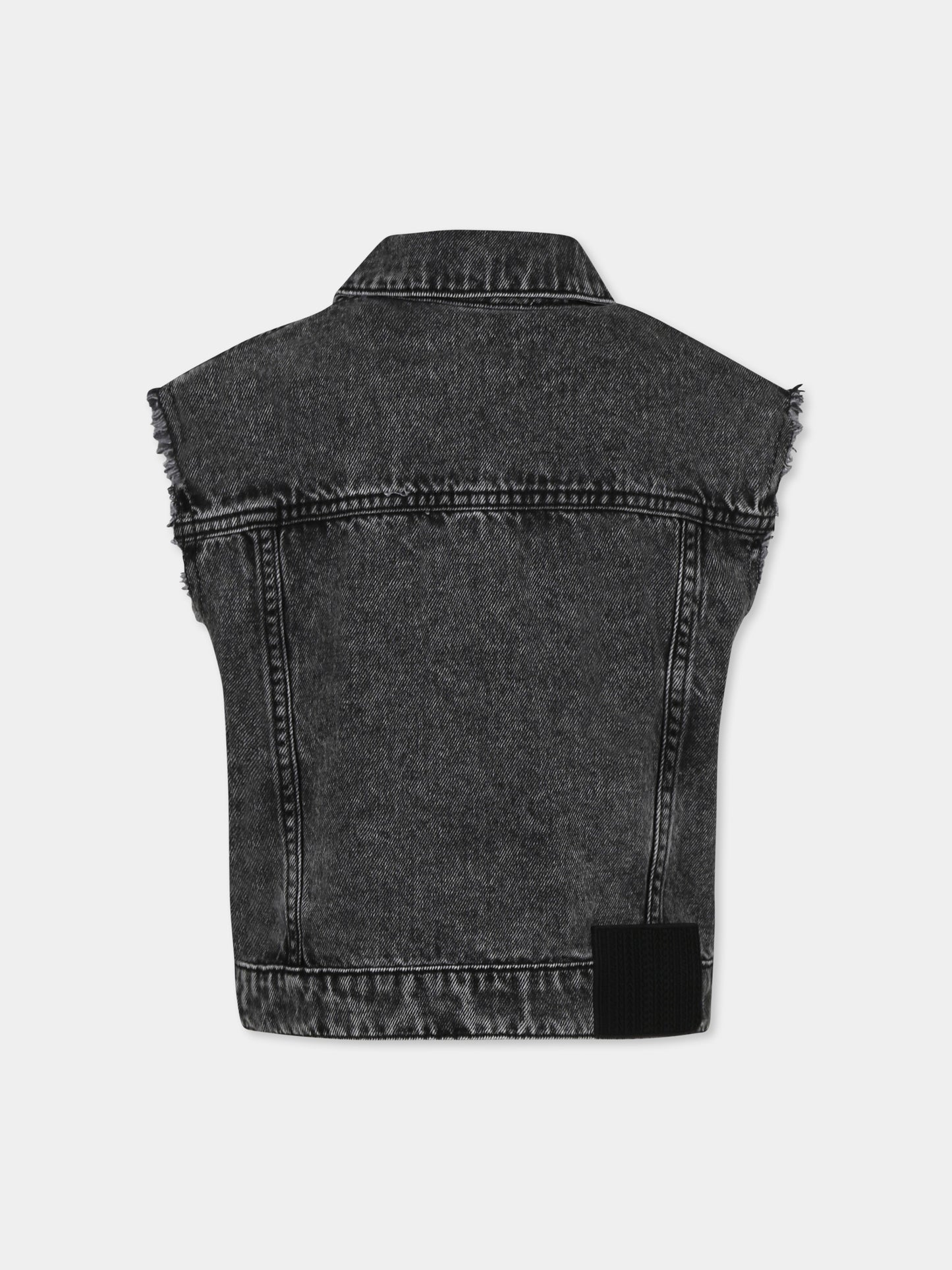 Black vest for girl with flowers