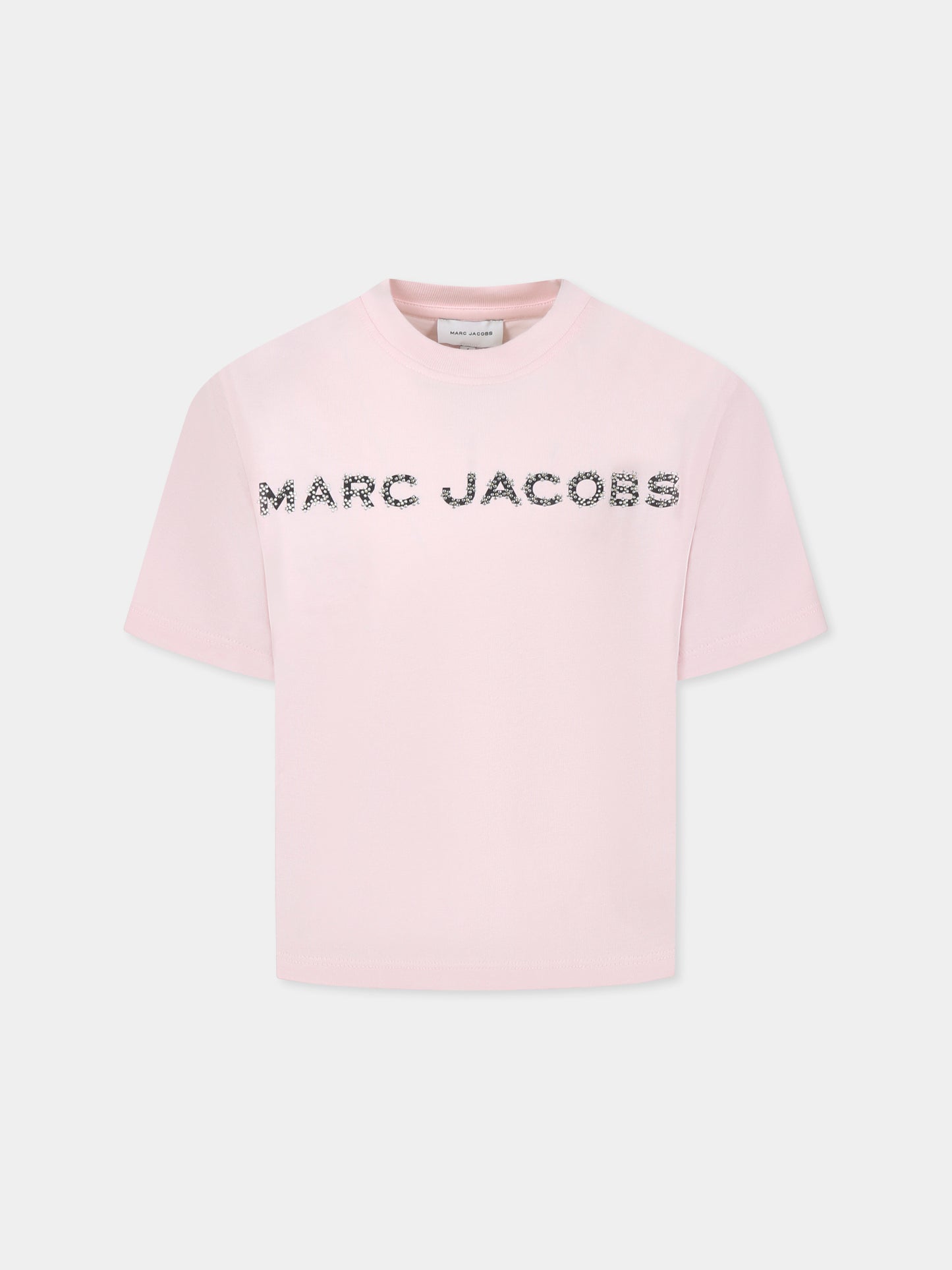 T-shirt rosa per bambina con logo e fiori,Marc Jacobs,W60463 475