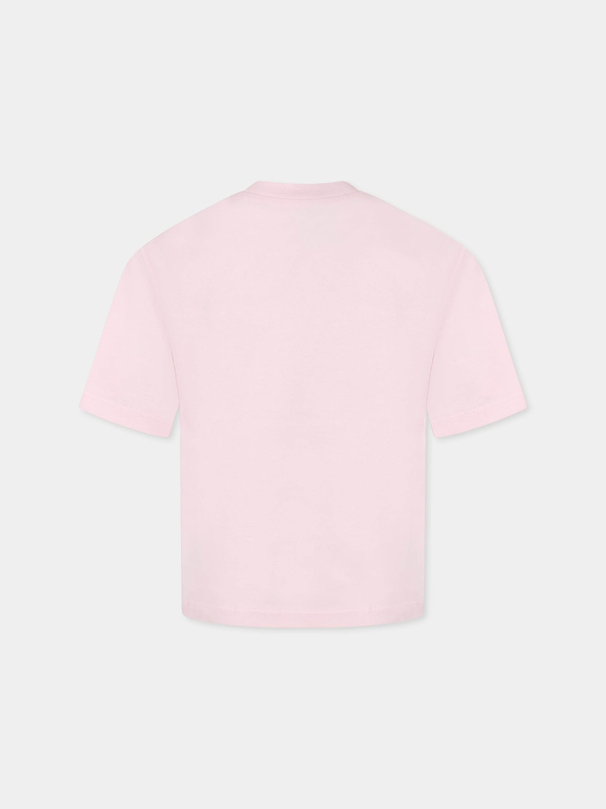 T-shirt rosa per bambina con logo e fiori,Marc Jacobs,W60463 475