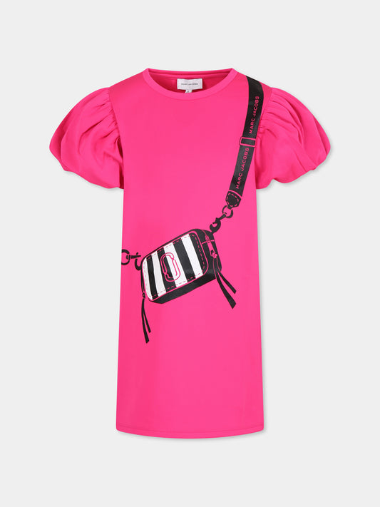 Vestito fucsia per bambina con stampa borsa,Marc Jacobs,W60496 47M