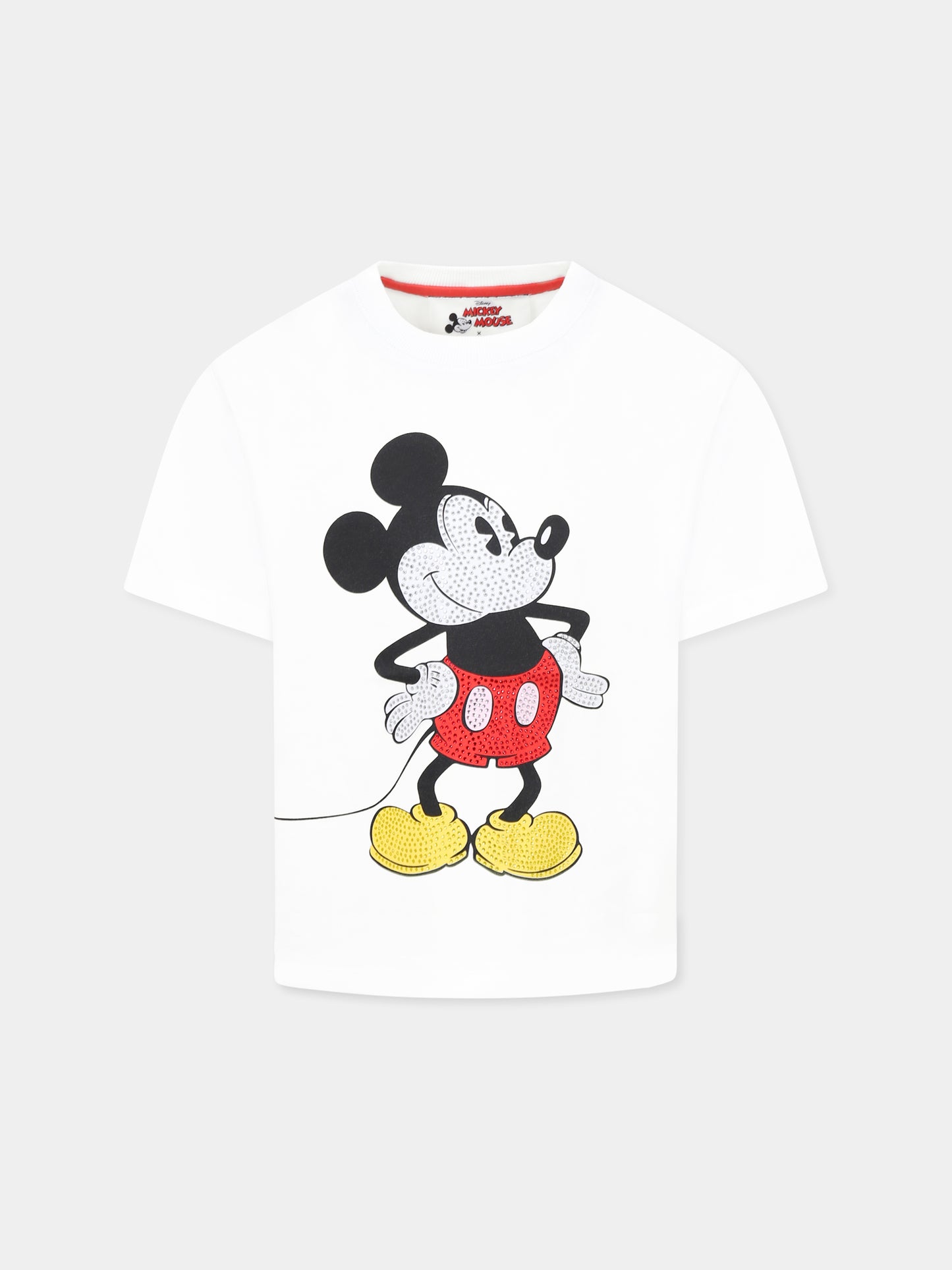 White t-shirt for girl with Micky Mouse