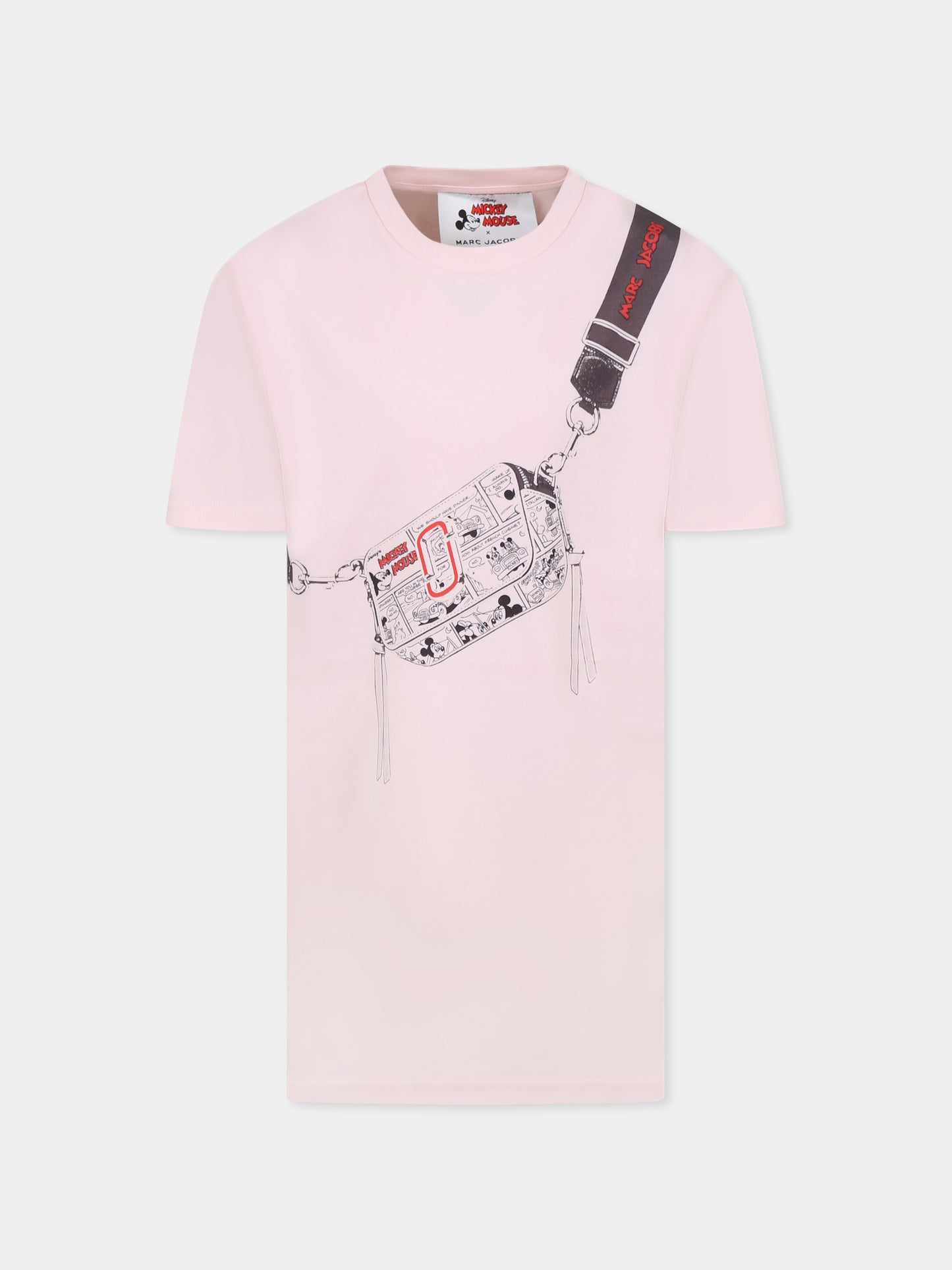 Pink dress for girl with bag print