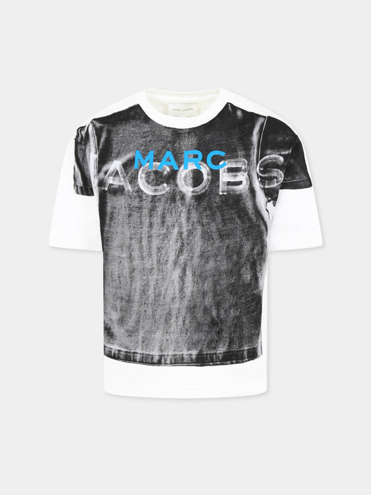 White t-shirt for boy with logo