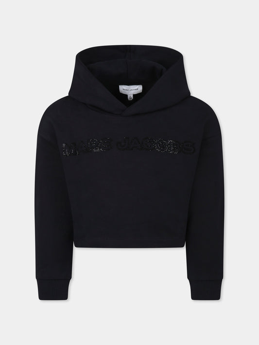 Felpa crop nera per bambina con logo,Marc Jacobs,W60536 09B