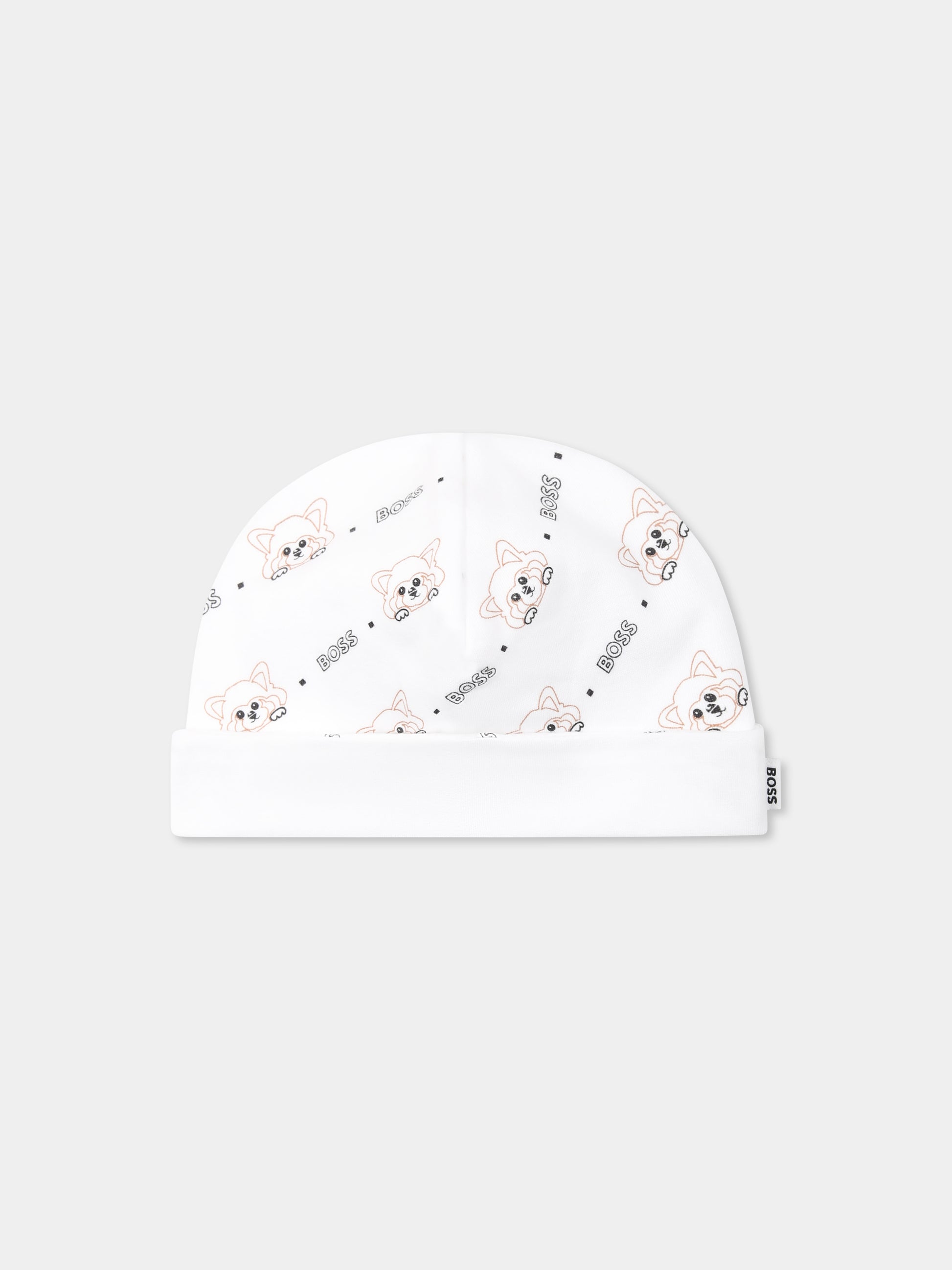 Set body bianco per neonato con logo e panda all-over,Boss,J52177 10P