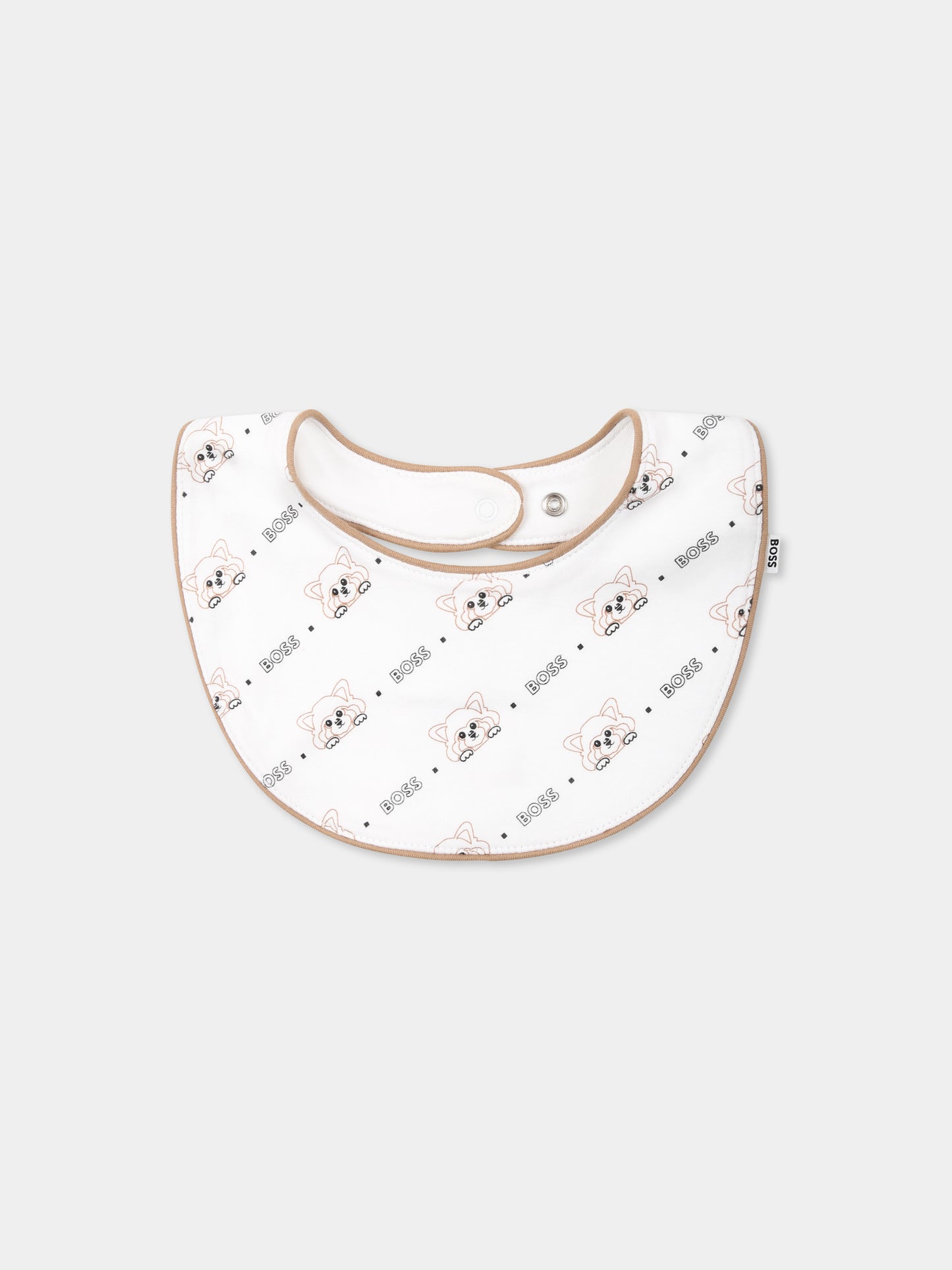 Set body bianco per neonato con logo e panda all-over,Boss,J52177 10P