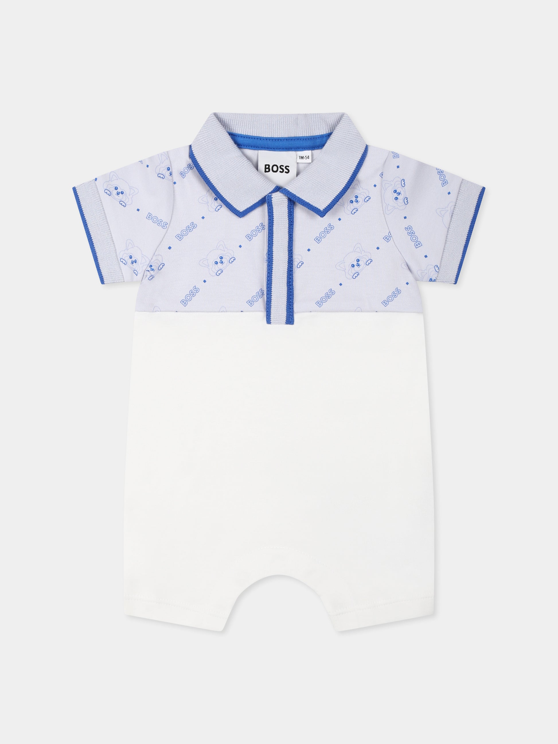 Pagliaccetto bianco per neonato con logo e panda,Boss,J52206 771