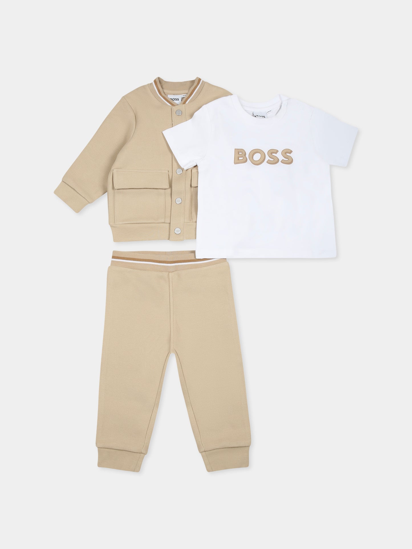 Completo beige per neonato con logo,Boss,J52220 249