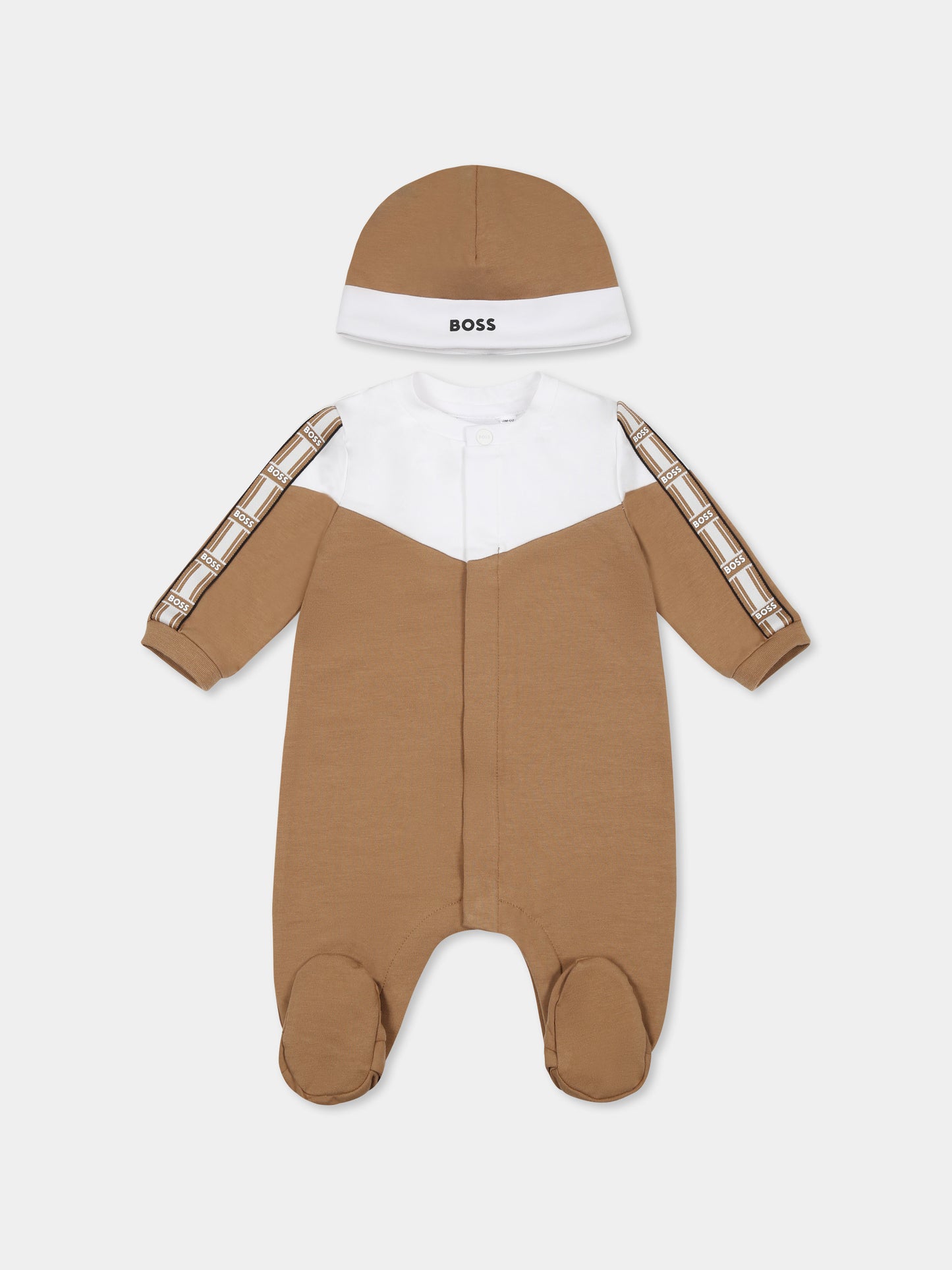 Set tutina marrone pe neonato con logo,Boss,J52218 269