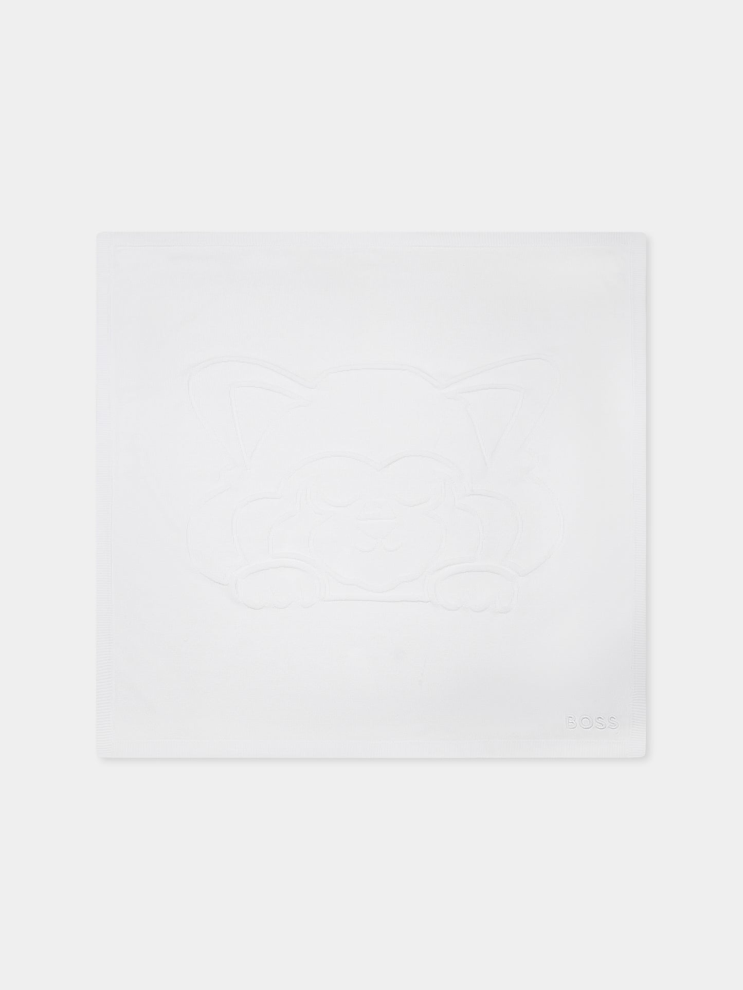 White blanket for baby boy with panda