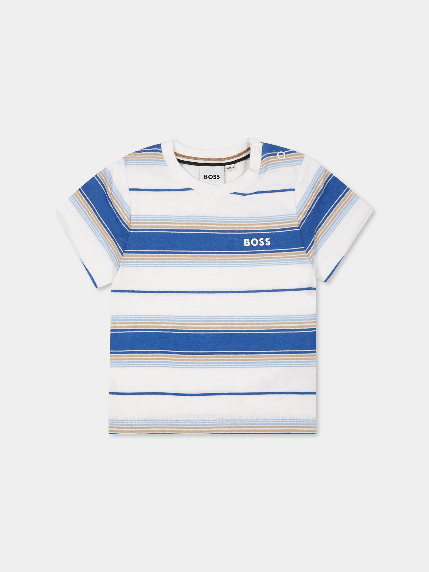 T-shirt bianca per neonato con logo,Boss,J52116 787