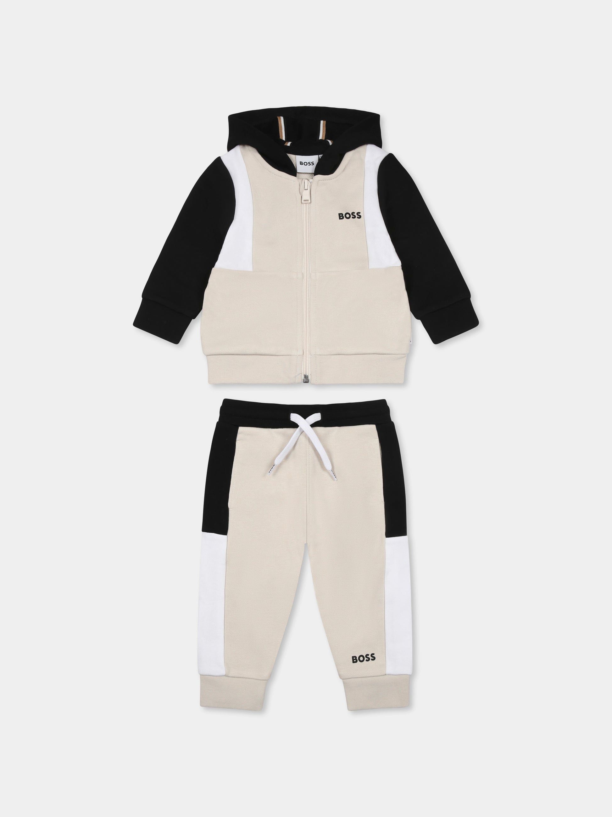 Completo beige per neonato con logo,Boss,J52129 21C