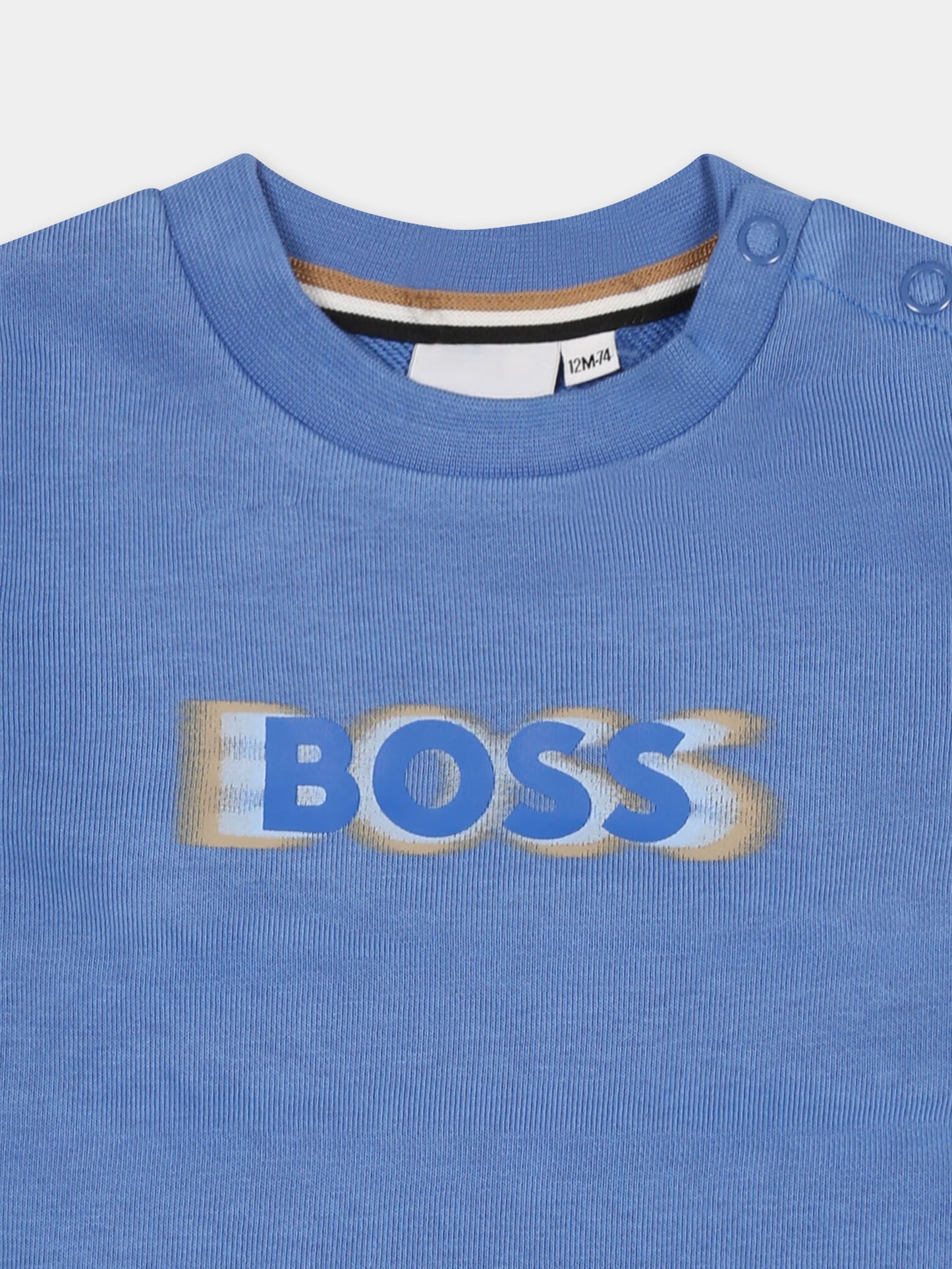 Felpa azzurra per neonato con logo,Boss,J52103 84B