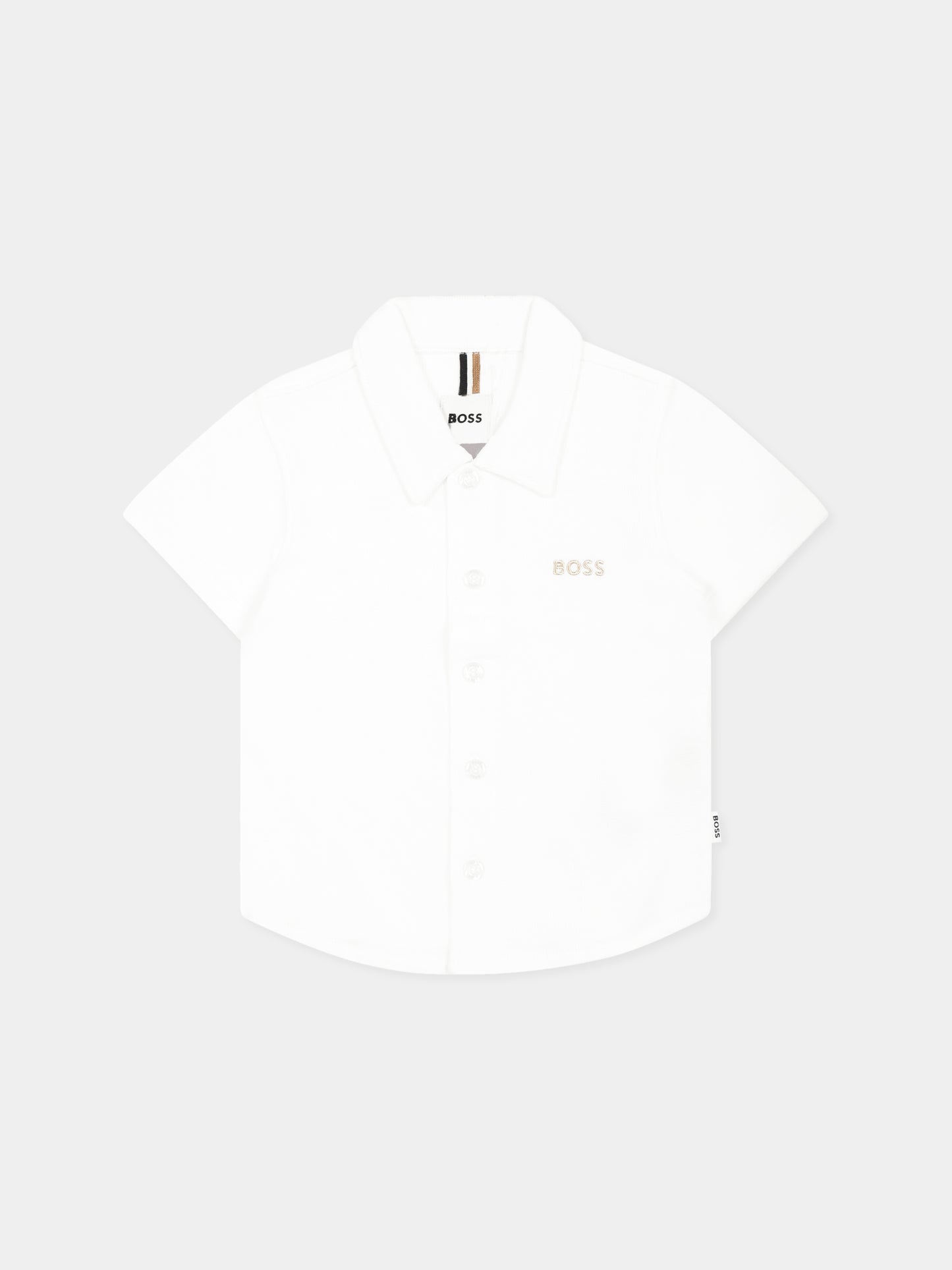 Camicia bianca per neonato con logo,Boss,J52092 10P