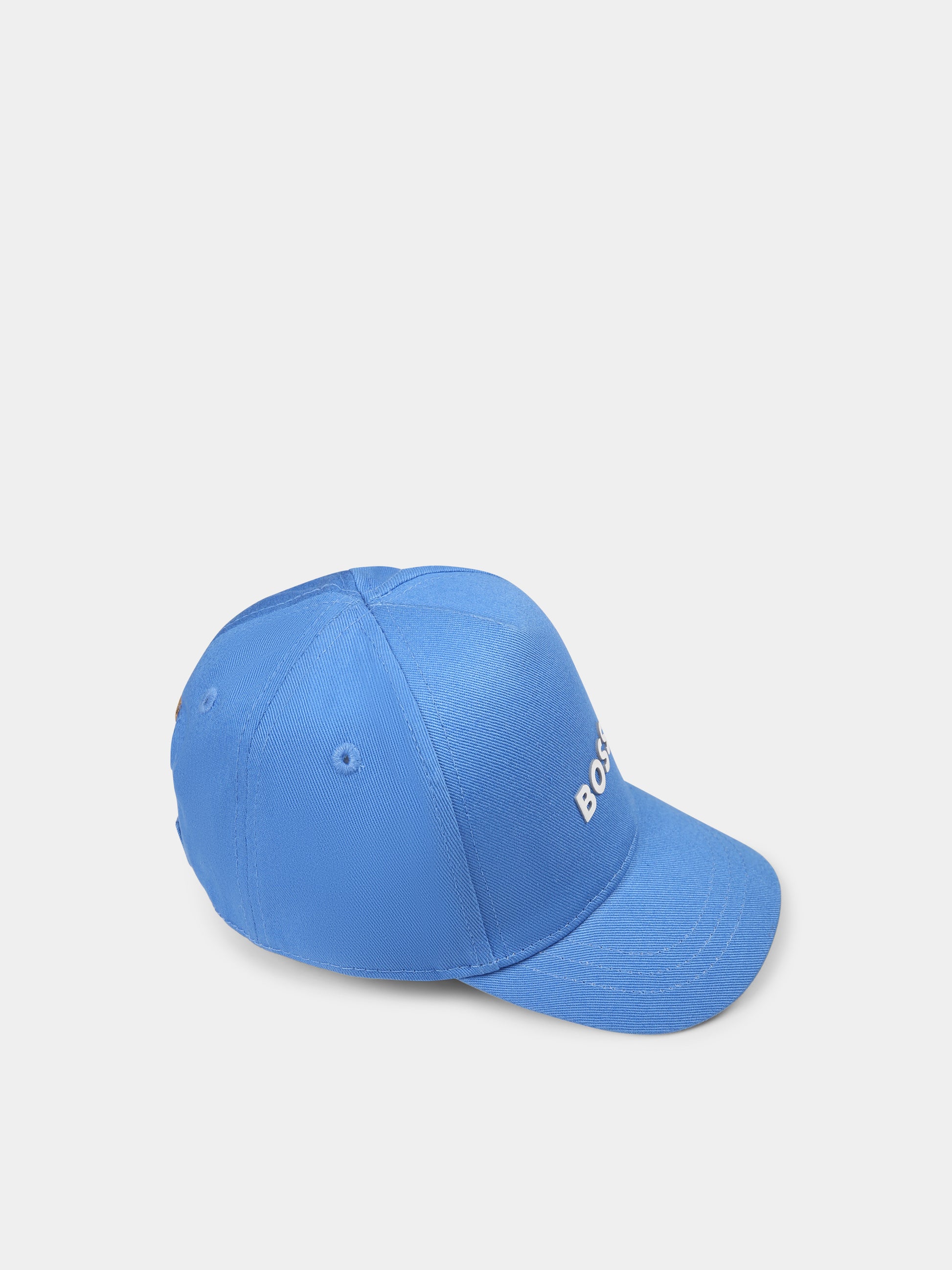 Cappello celeste per neonato con logo,Boss,J51693 84B