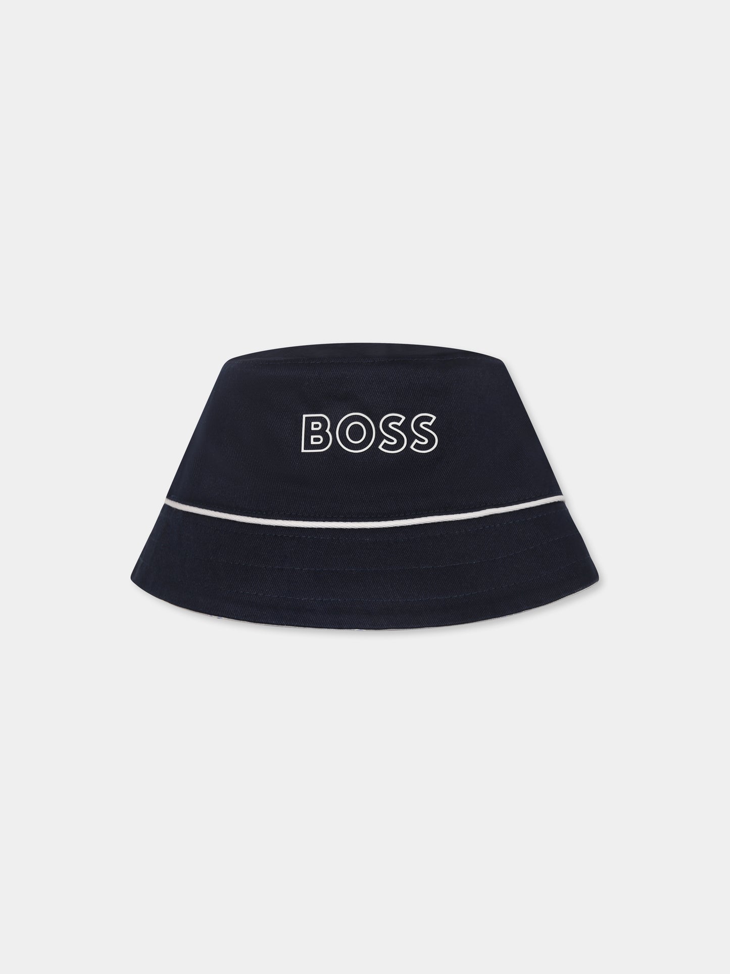 Reversible blue cloche for baby boy