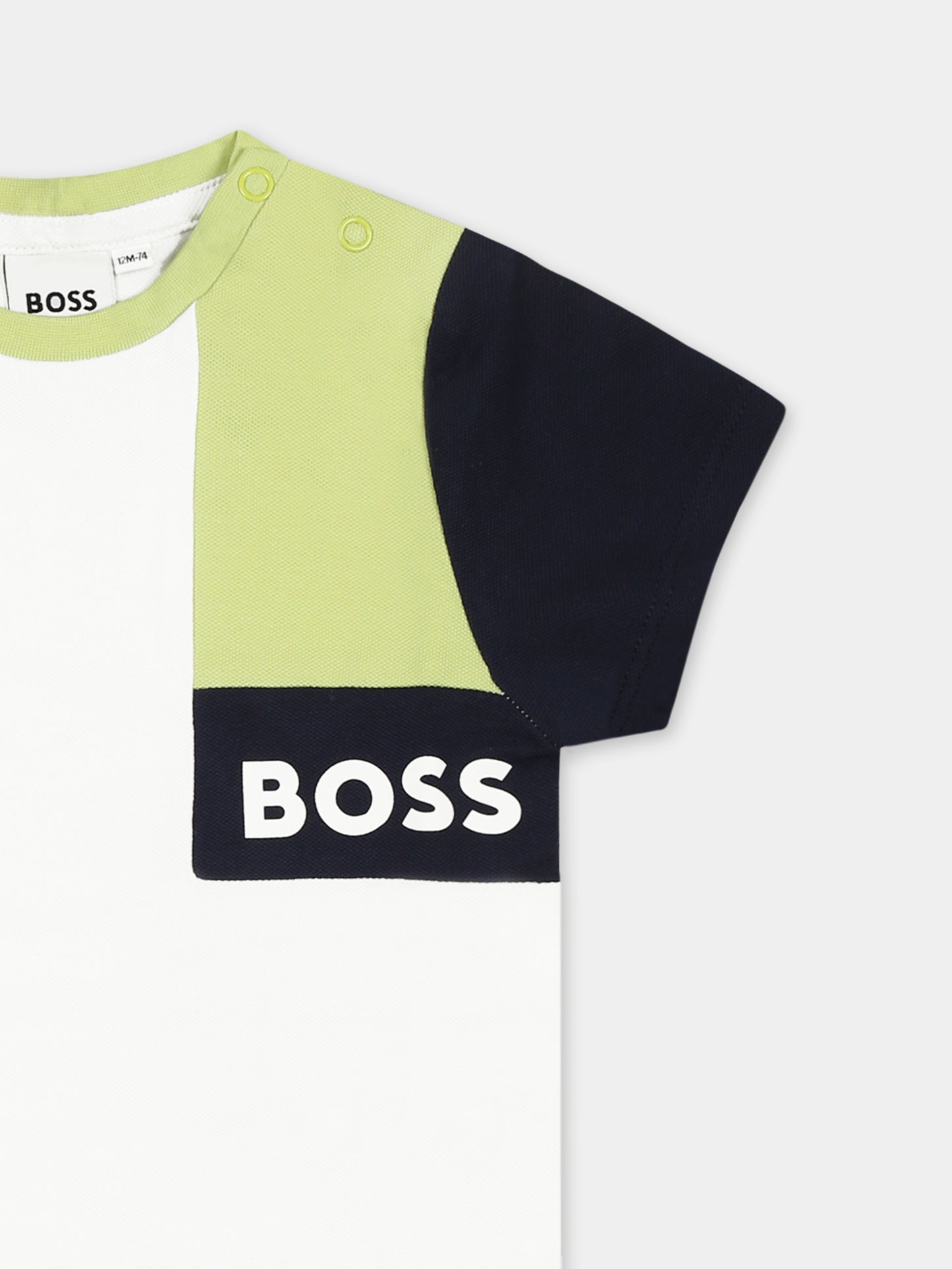 T-shirt bianca per neonato con logo,Boss,J52112 10P