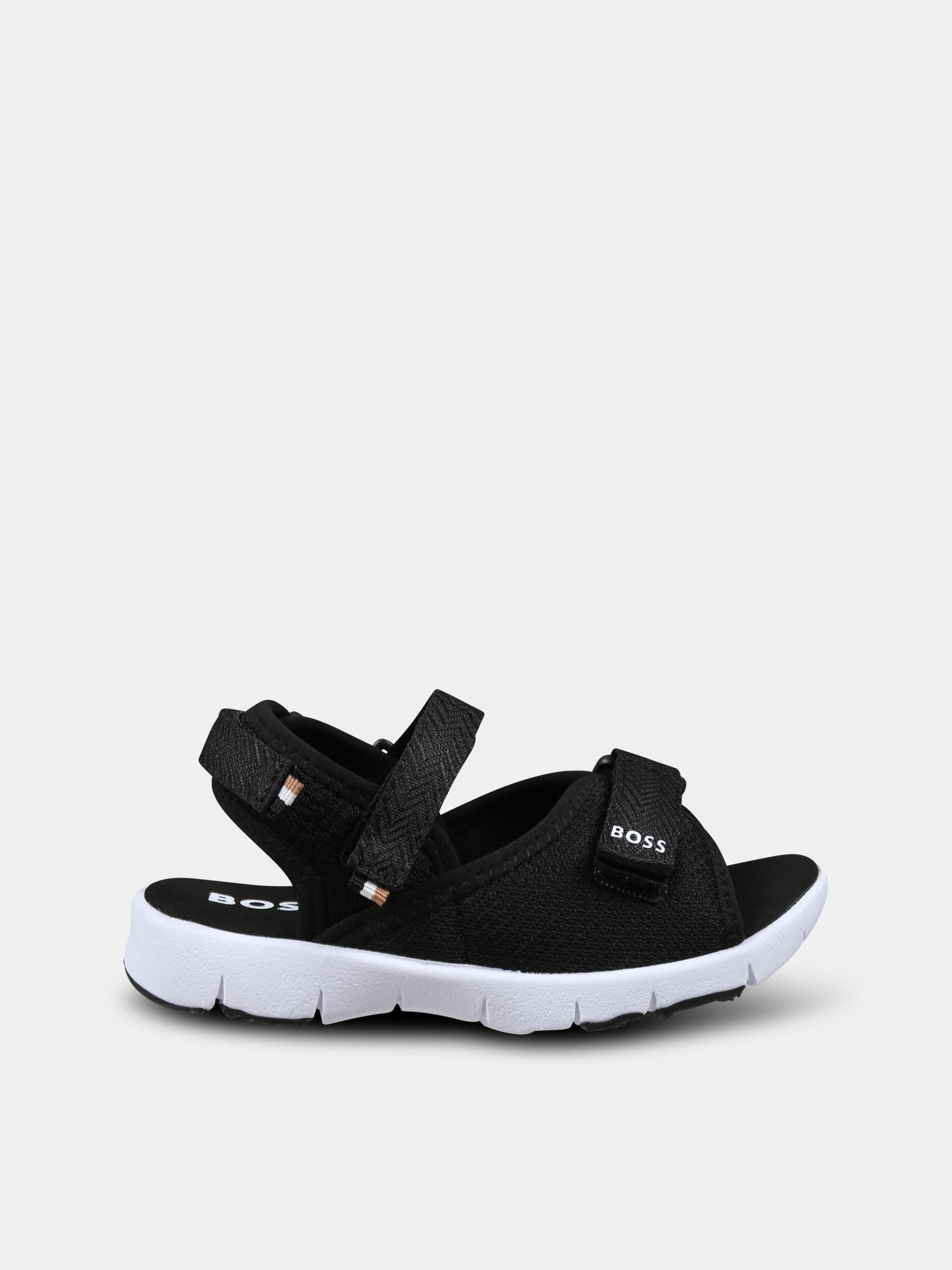 Sandali neri per bambino con logo,Boss,J51654 09B