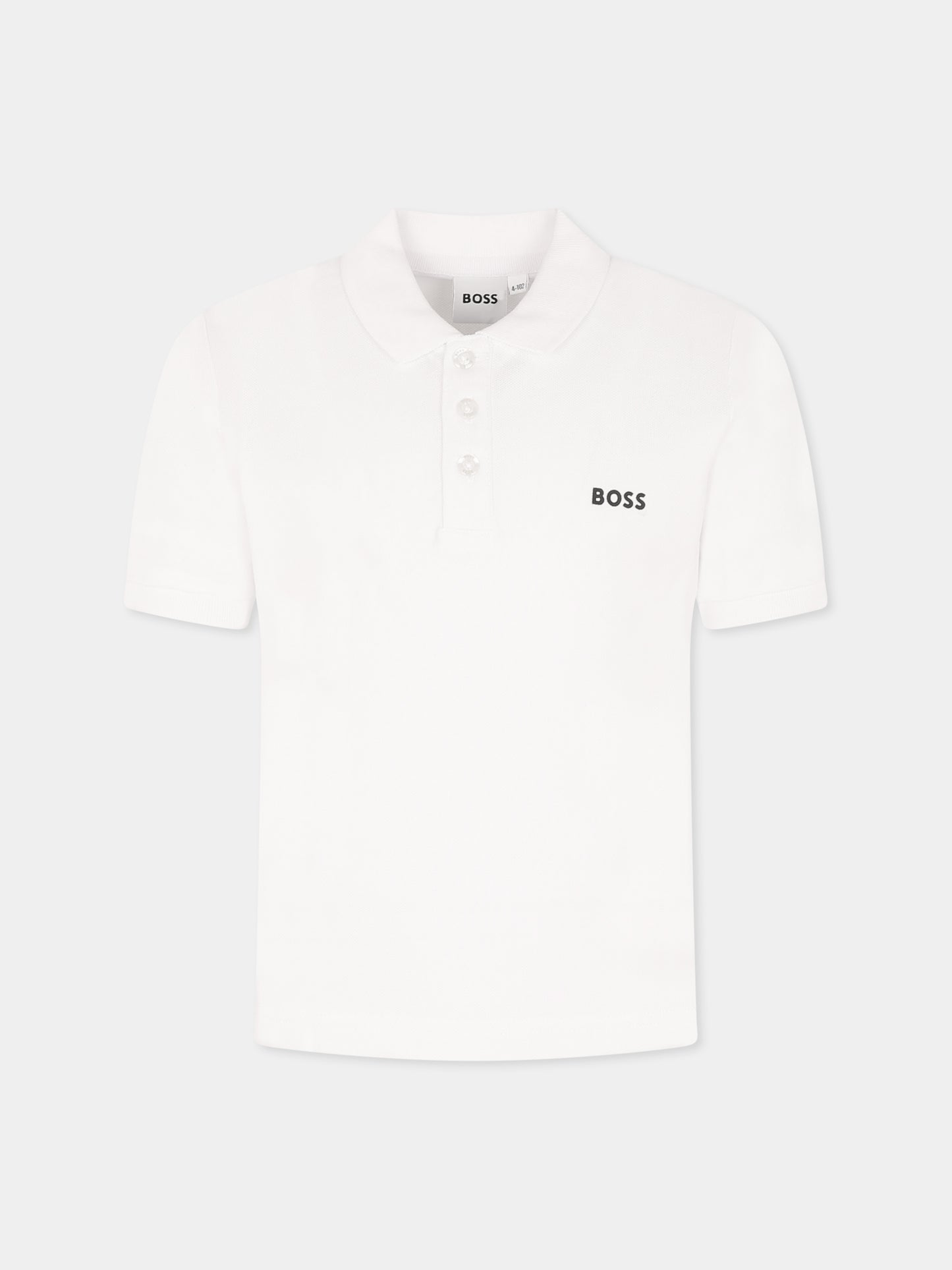 Polo bianca per bambino con logo,Boss,J52014 10P
