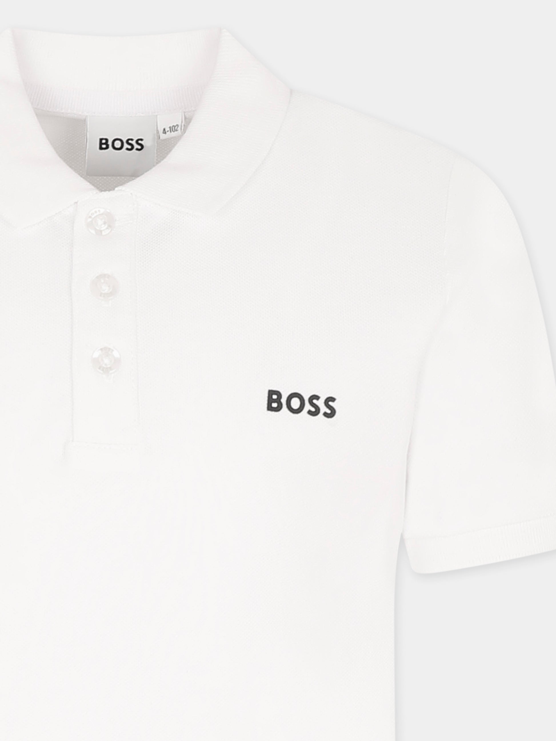 Polo bianca per bambino con logo,Boss,J52014 10P