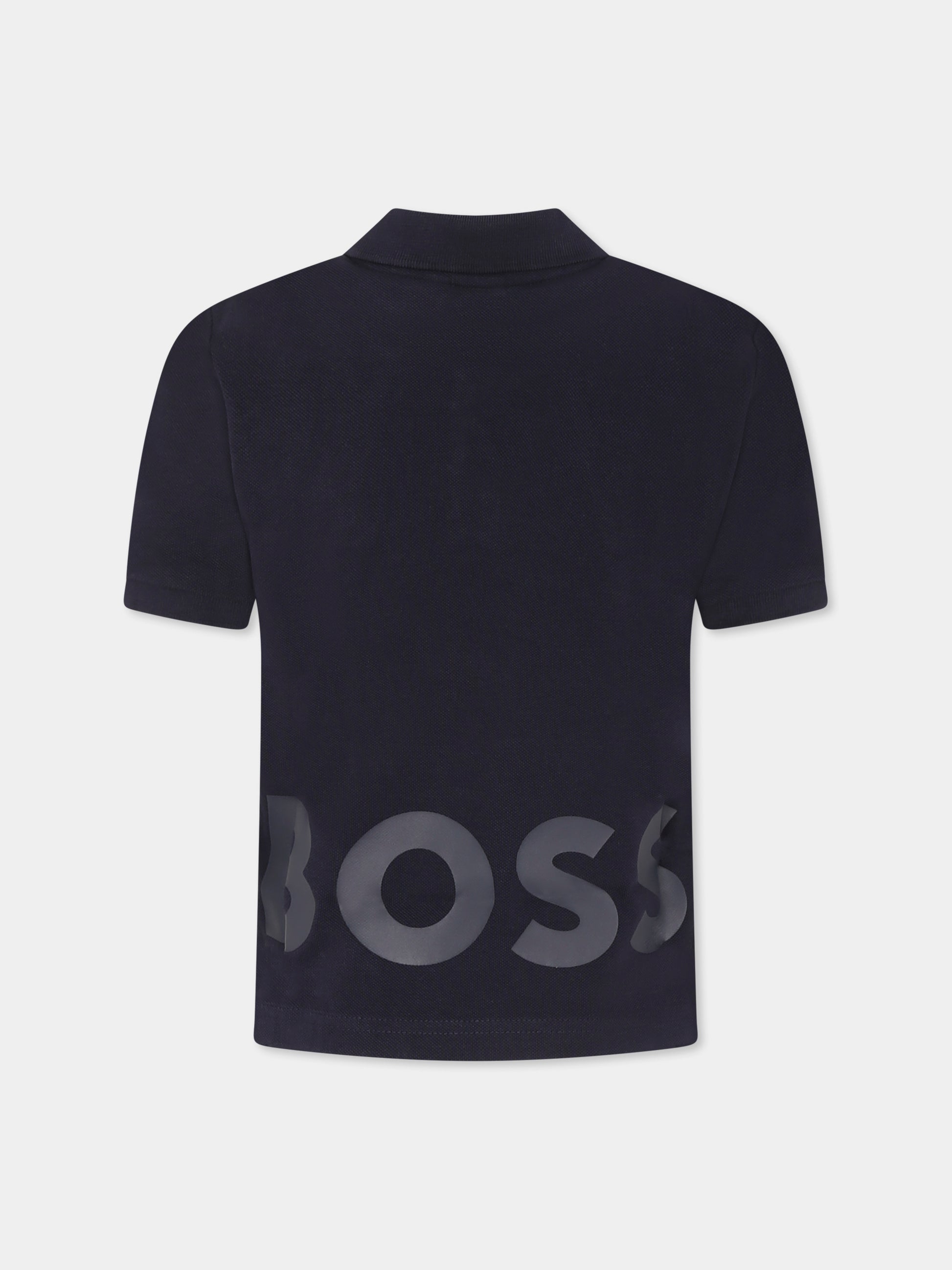 Polo blu per bambino con logo,Boss,J52014 849