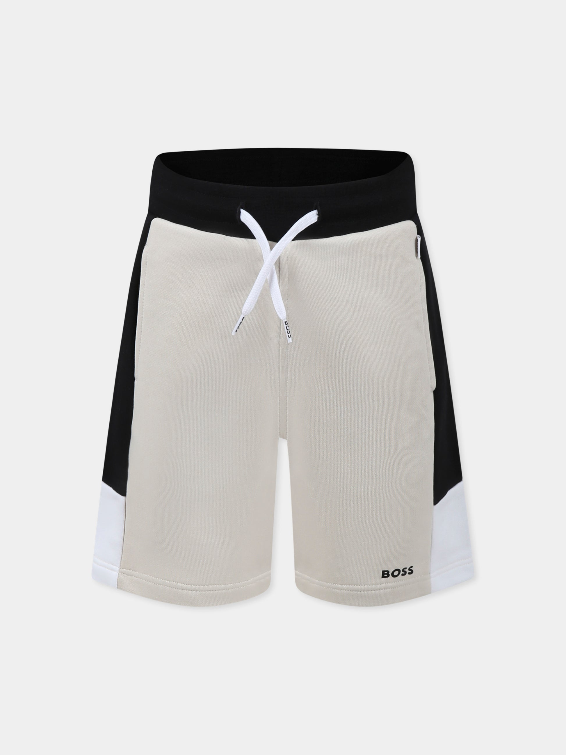 Shorts beige per bambino con logo,Boss,J51991 21C