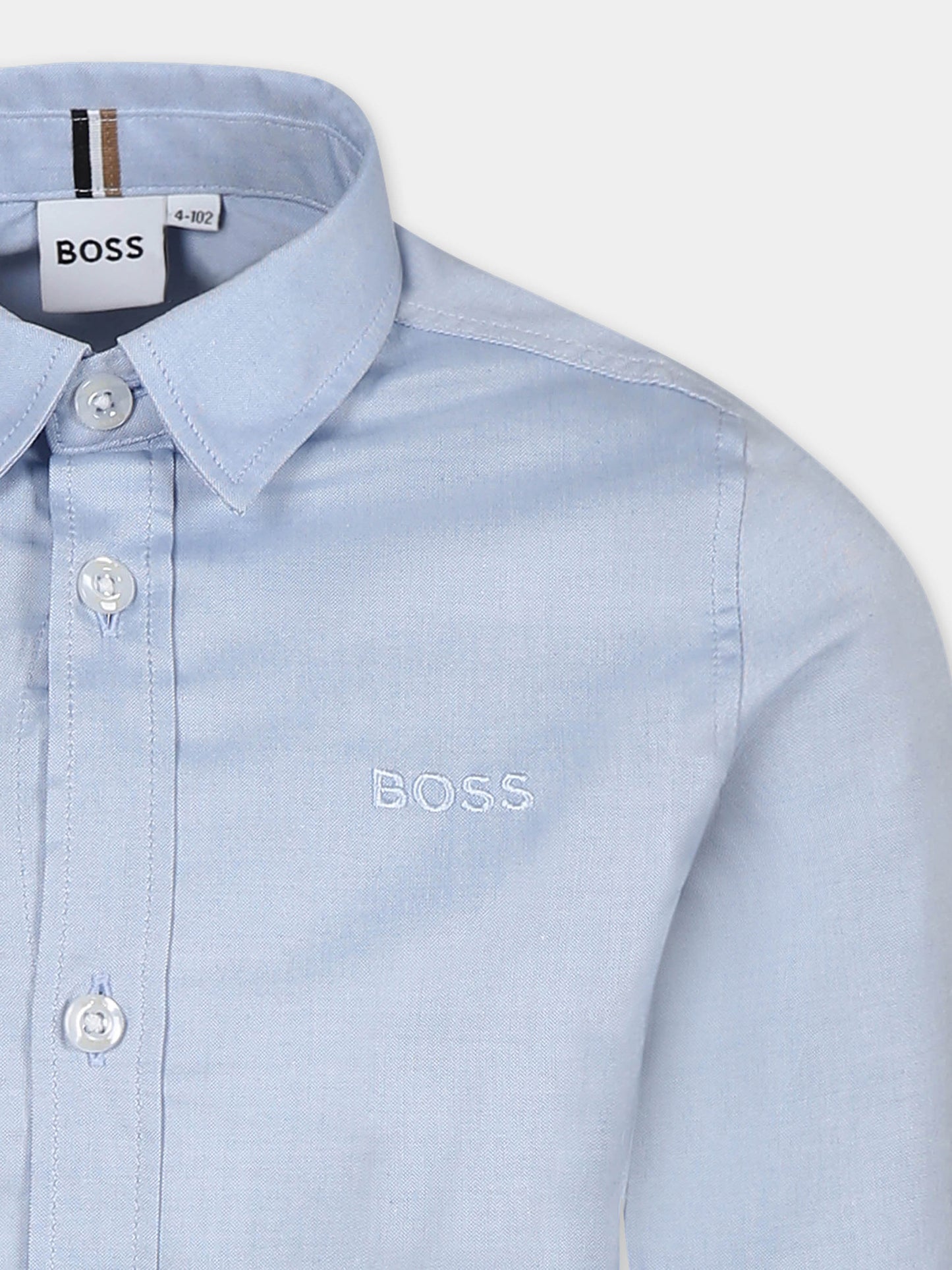 Camicia celeste per bambino con logo,Boss,J52009 77D