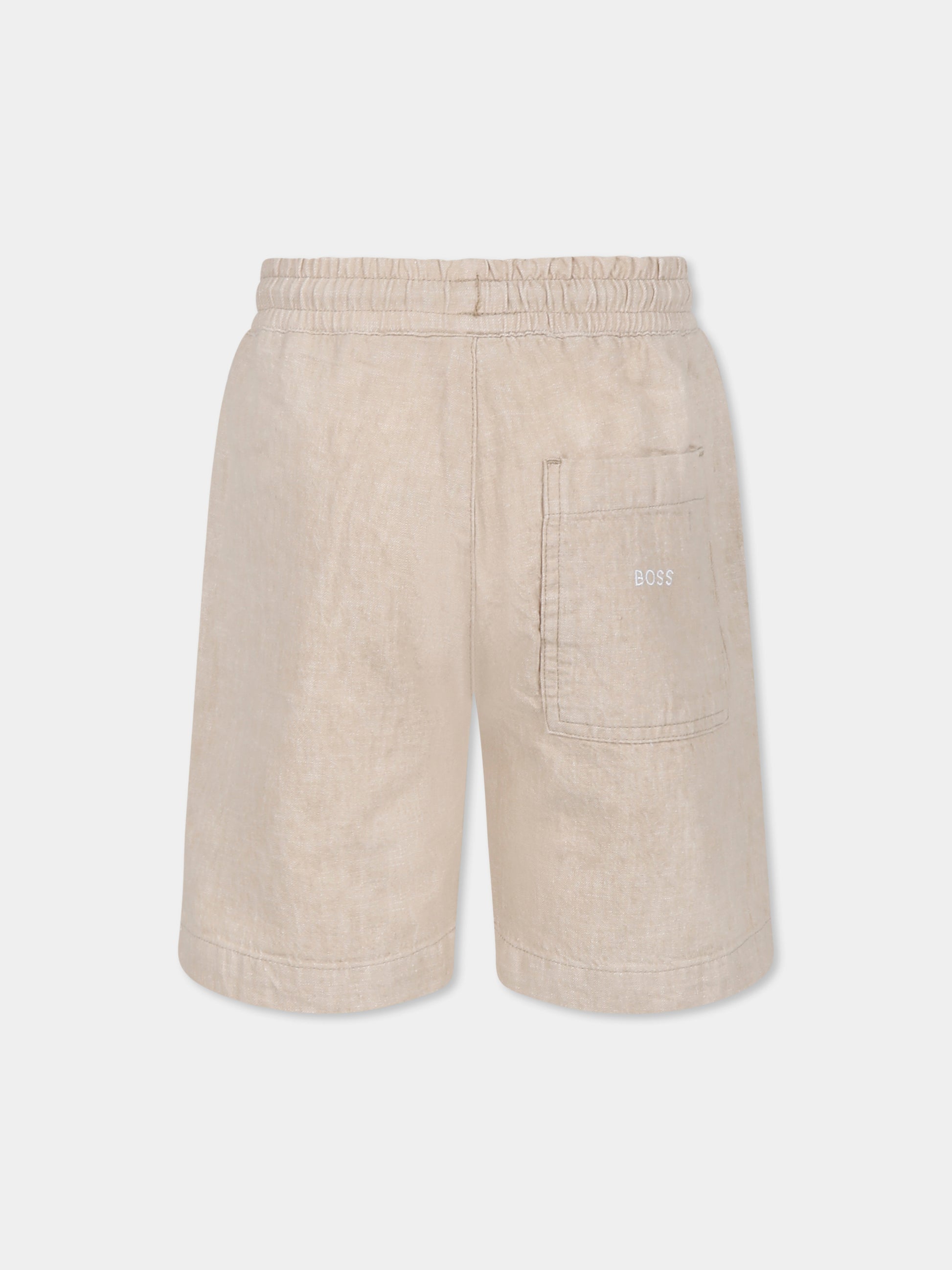 Shorts beige per bambino con logo,Boss,J51988 249