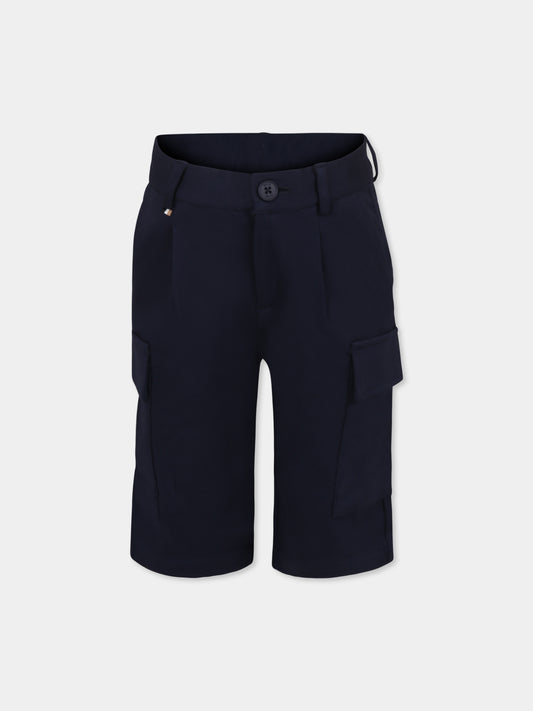 Shorts blu per bambino con logo,Boss,J51996 849