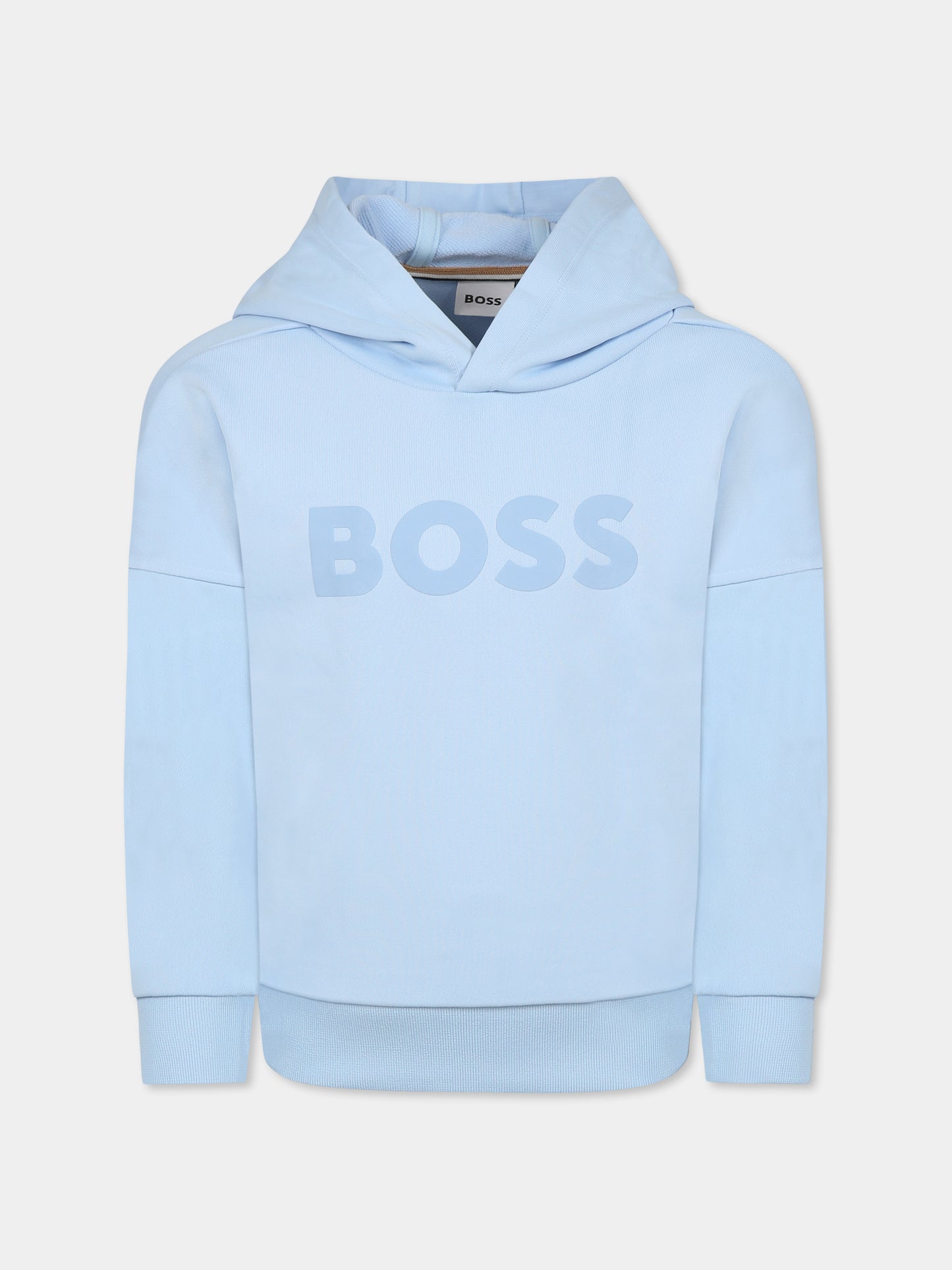 Light blue sweatshirt or boy with logo