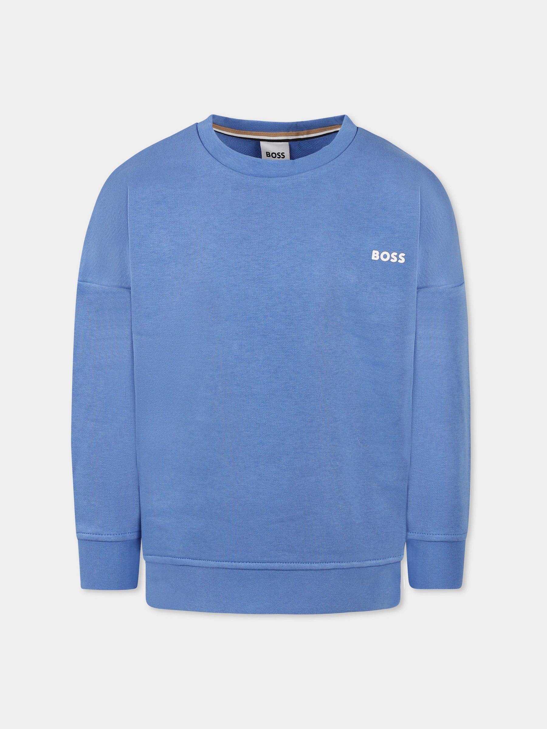 Felpa celeste per bambino con logo,Boss,J52021 84B