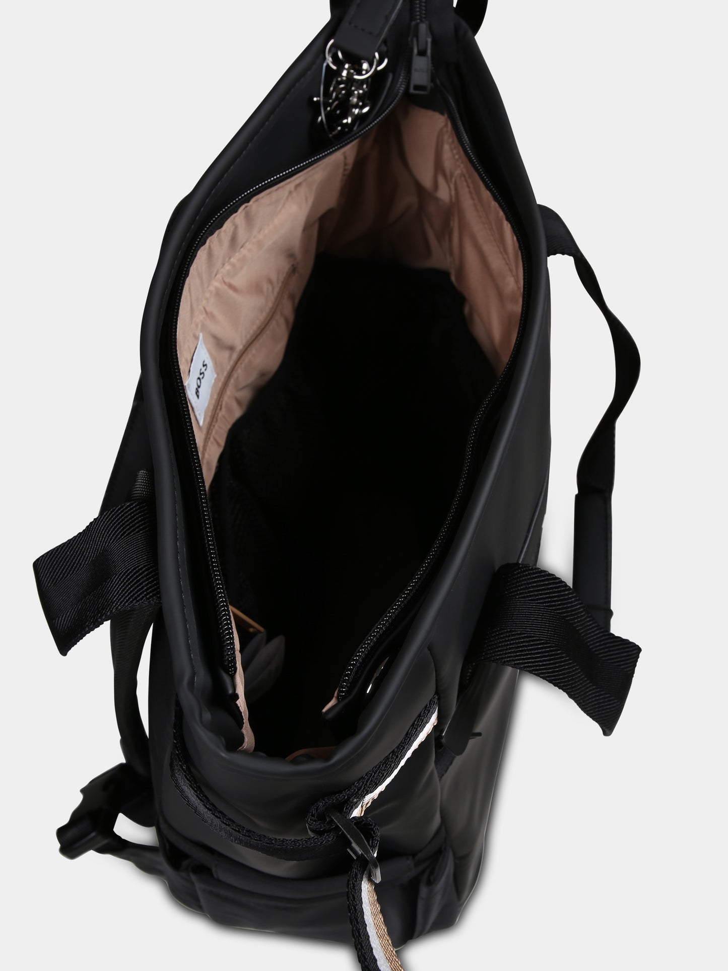 Borsa mamma nera per neonato con logo,Boss,J51735 09B