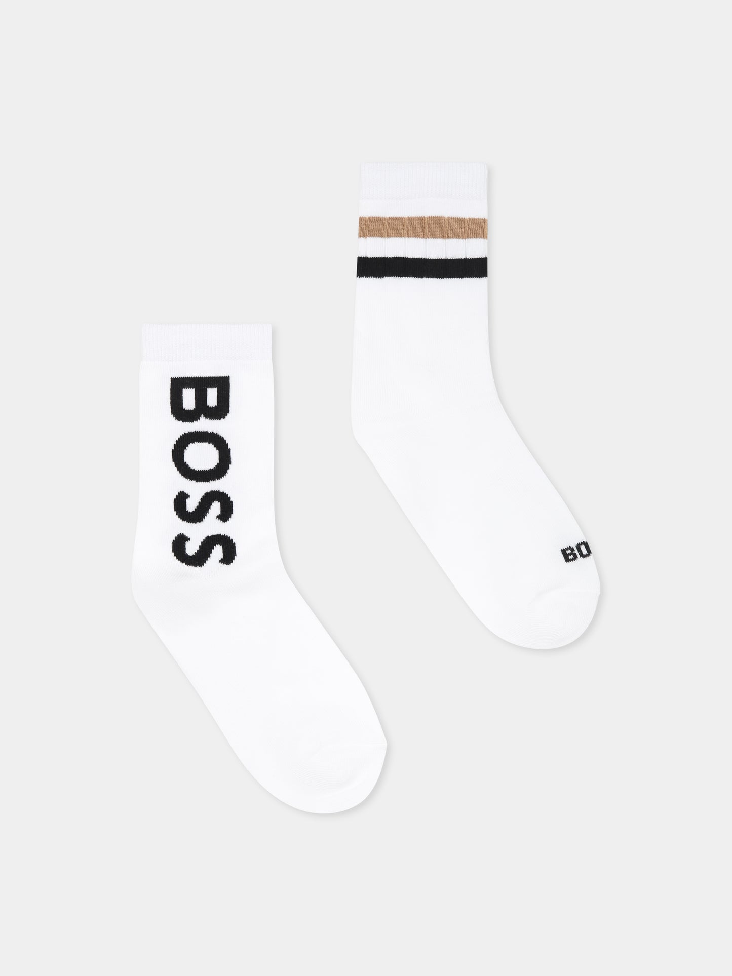 Set calze bianche per bambino con logo,Boss,J51743 10P
