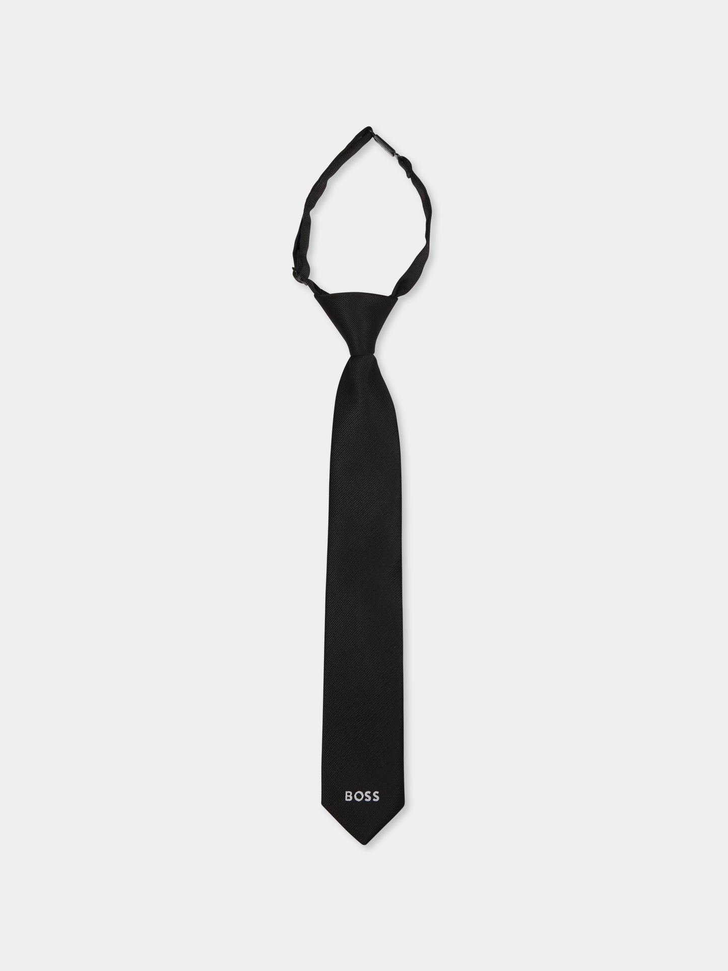 Black tie for boy with logo