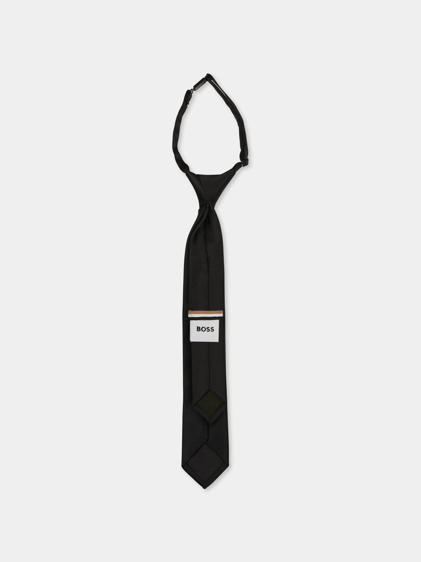 Black tie for boy with logo