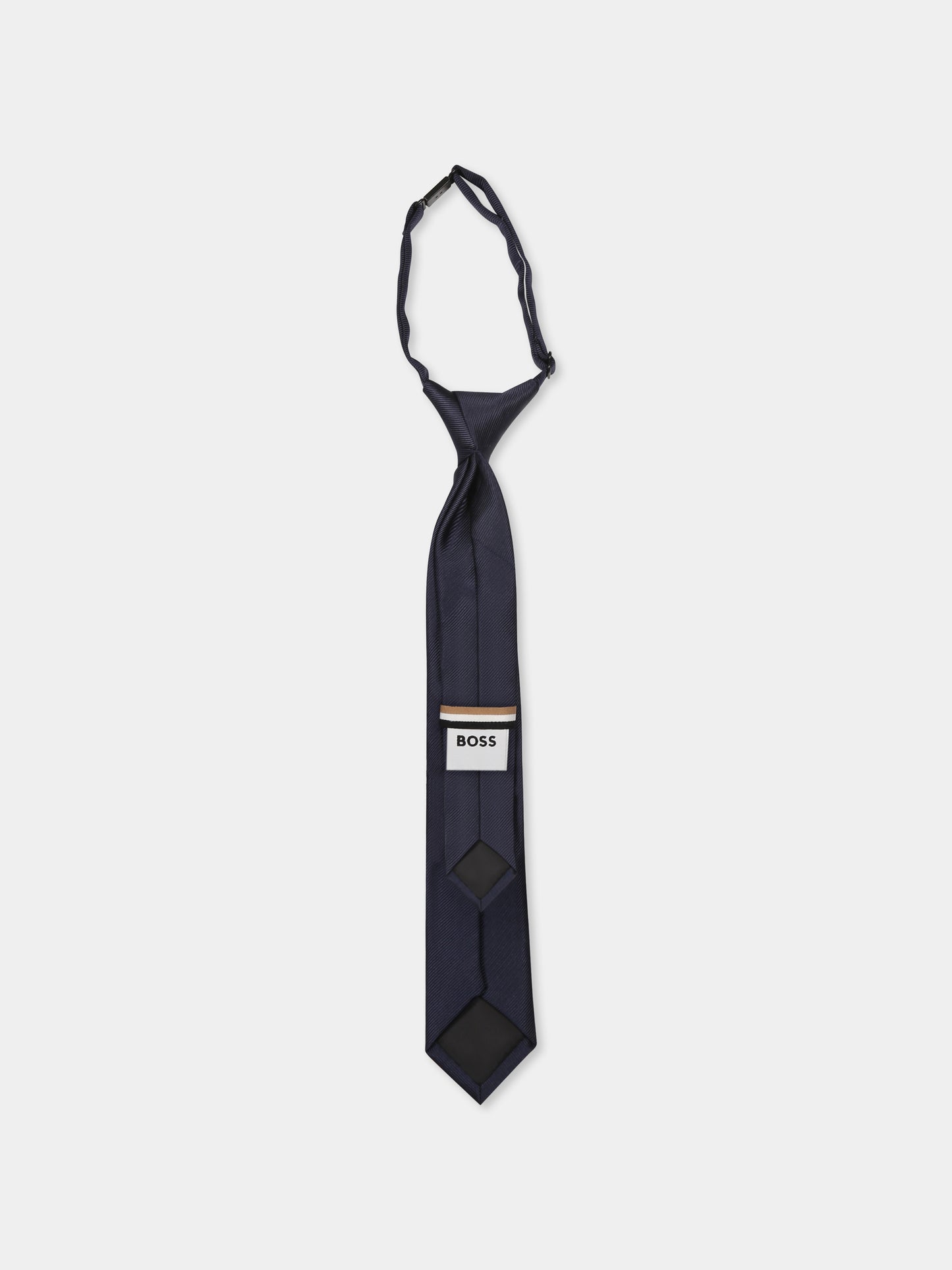 Blue tie for boy with logo