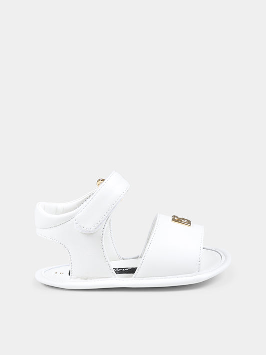 Sandali bianchi per neonata con logo,Dolce & Gabbana Kids,DK0157 AB793 80001