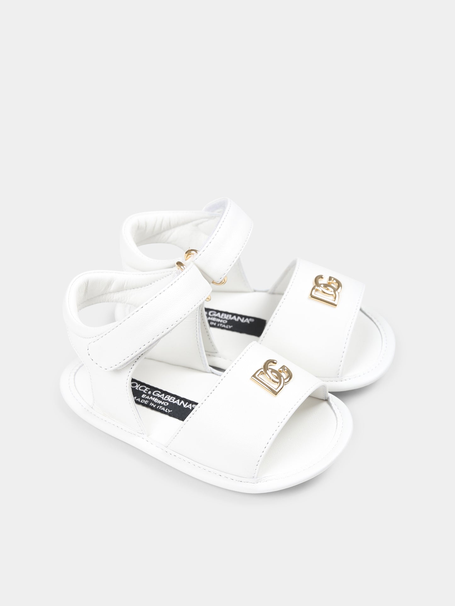 Sandali bianchi per neonata con logo,Dolce & Gabbana Kids,DK0157 AB793 80001