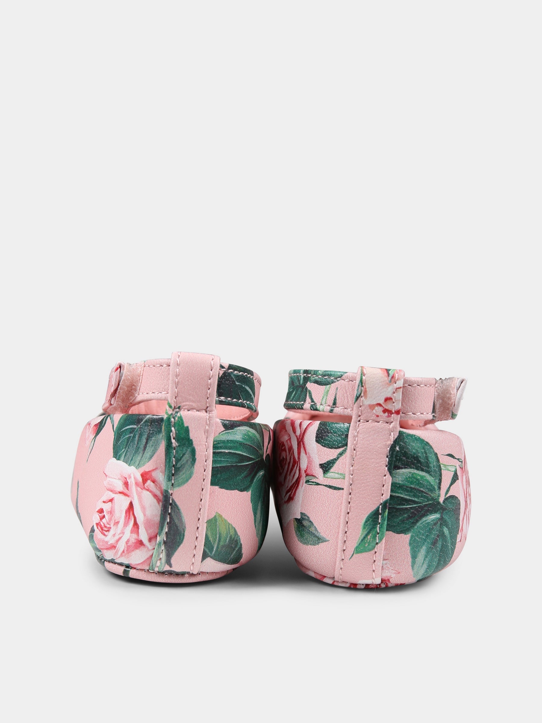 Ballerine rosa per neonata con rosa e logo DG,Dolce & Gabbana Kids,DK0065 AD471 HF5IZ