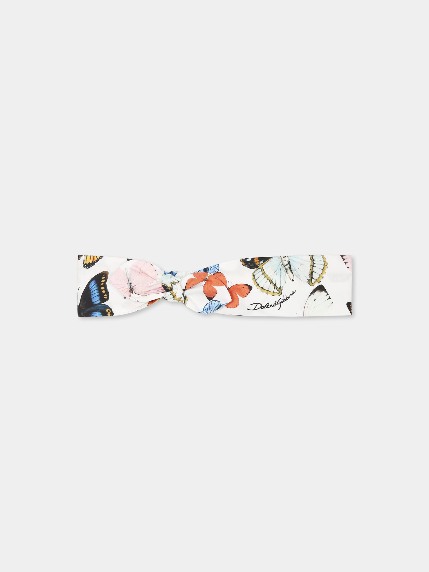 White headband for baby girl with butterflies