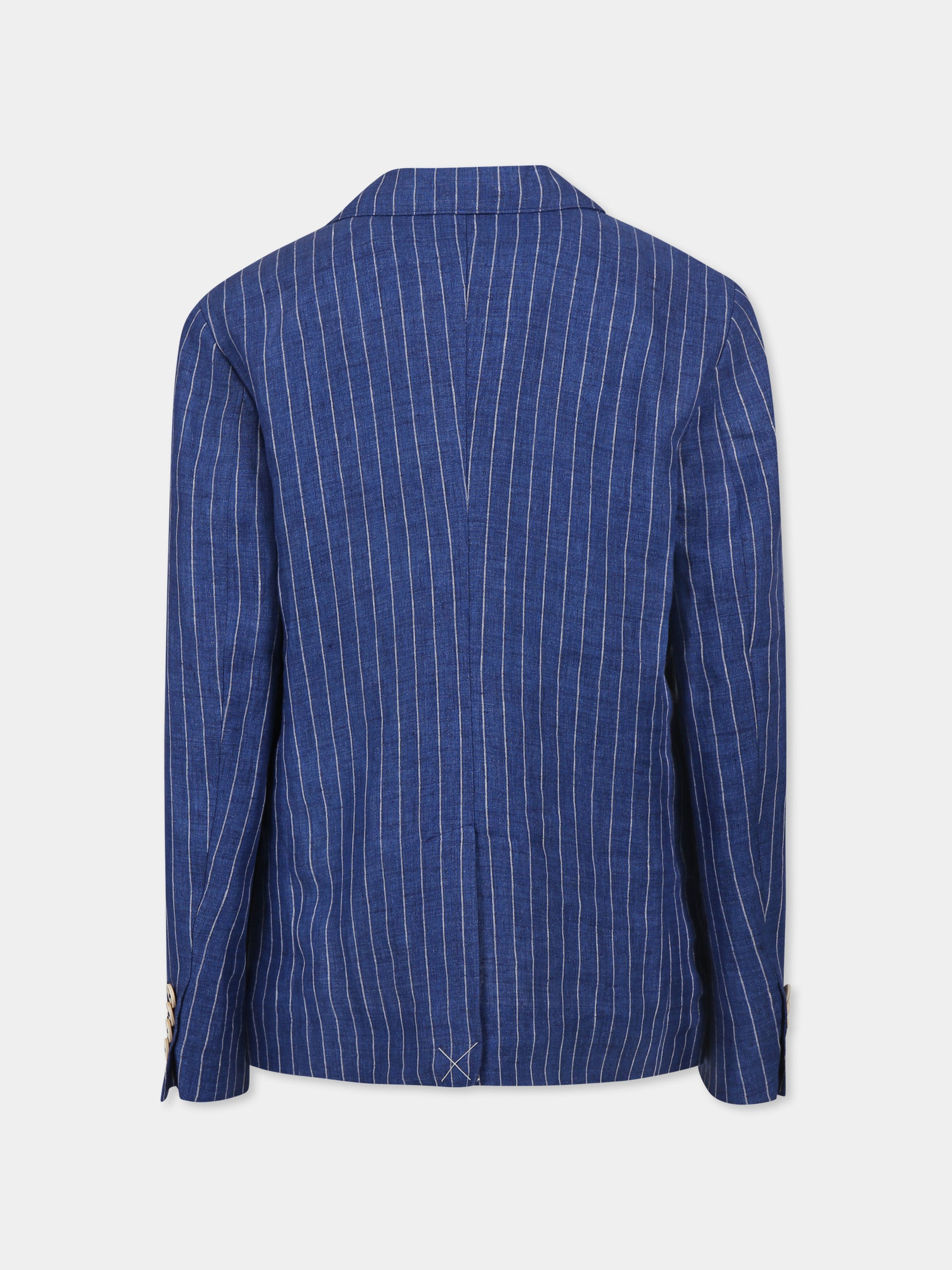 Giacca blu per bambino con stemma DG,Dolce & Gabbana Kids,L41E97 FR4BD S8051