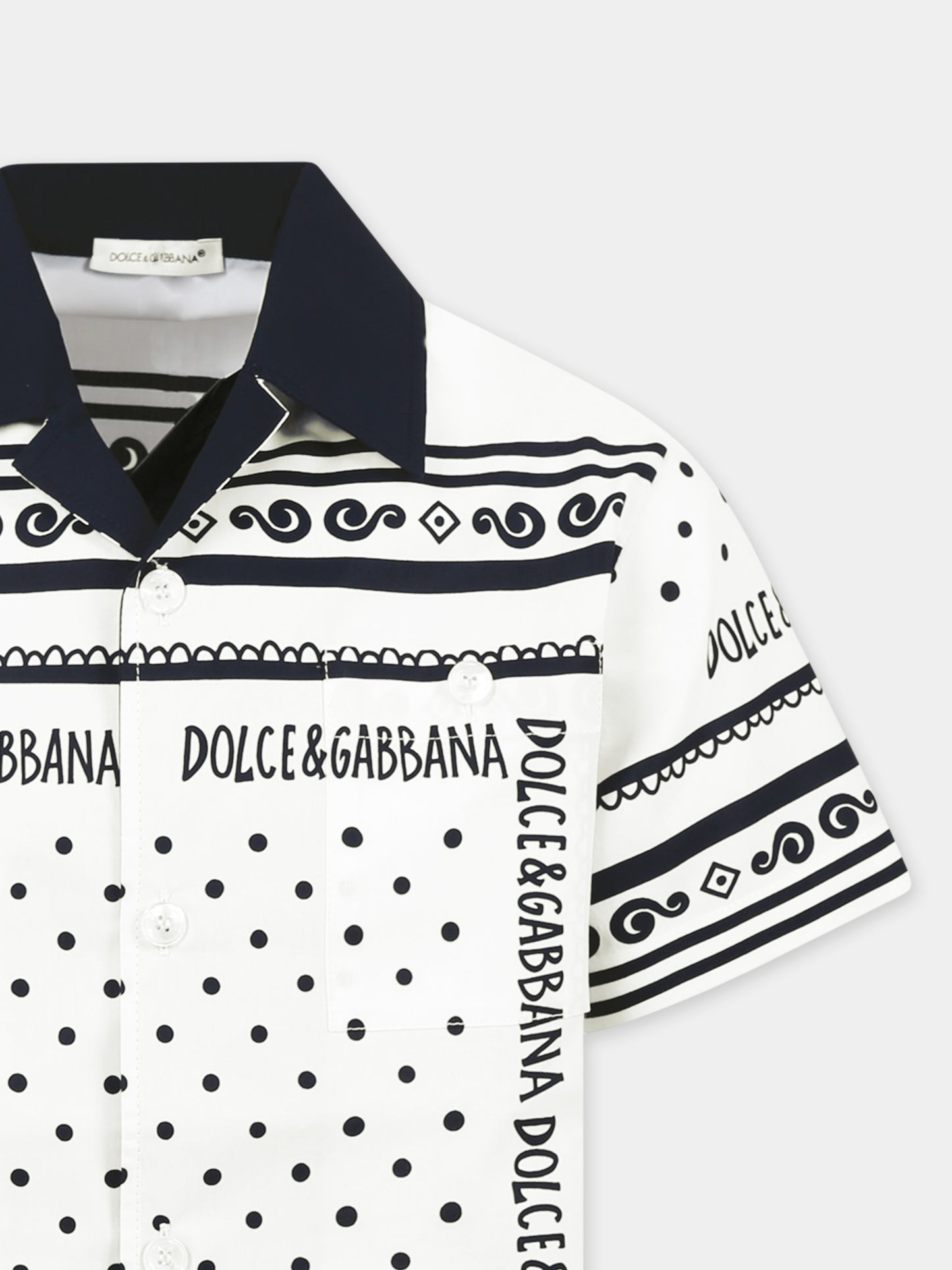 Camicia bianca per bambino con stampa bandana,Dolce & Gabbana Kids,L44S10 FI5KQ HA9QB