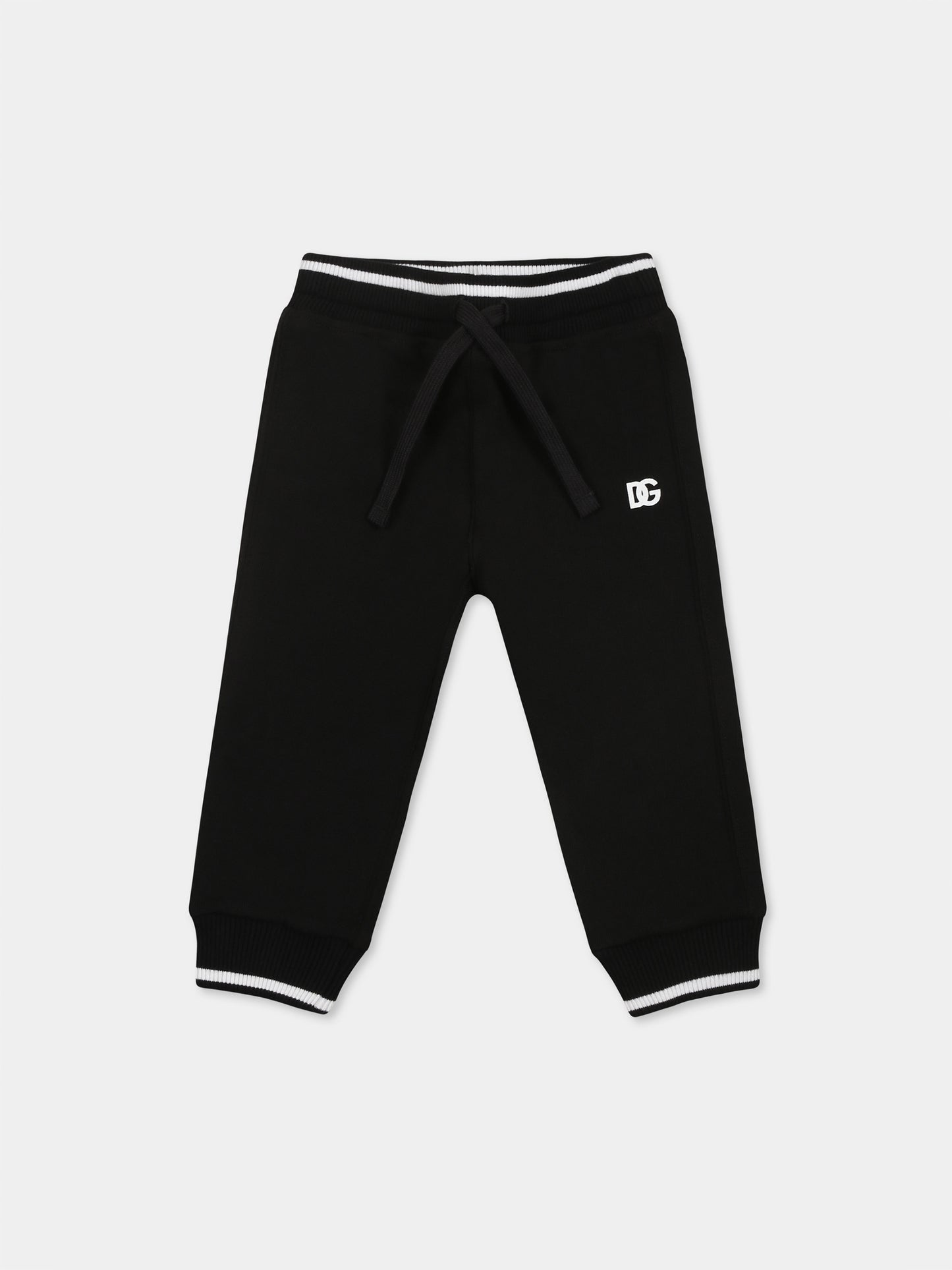 Black trousers for baby kids with logo