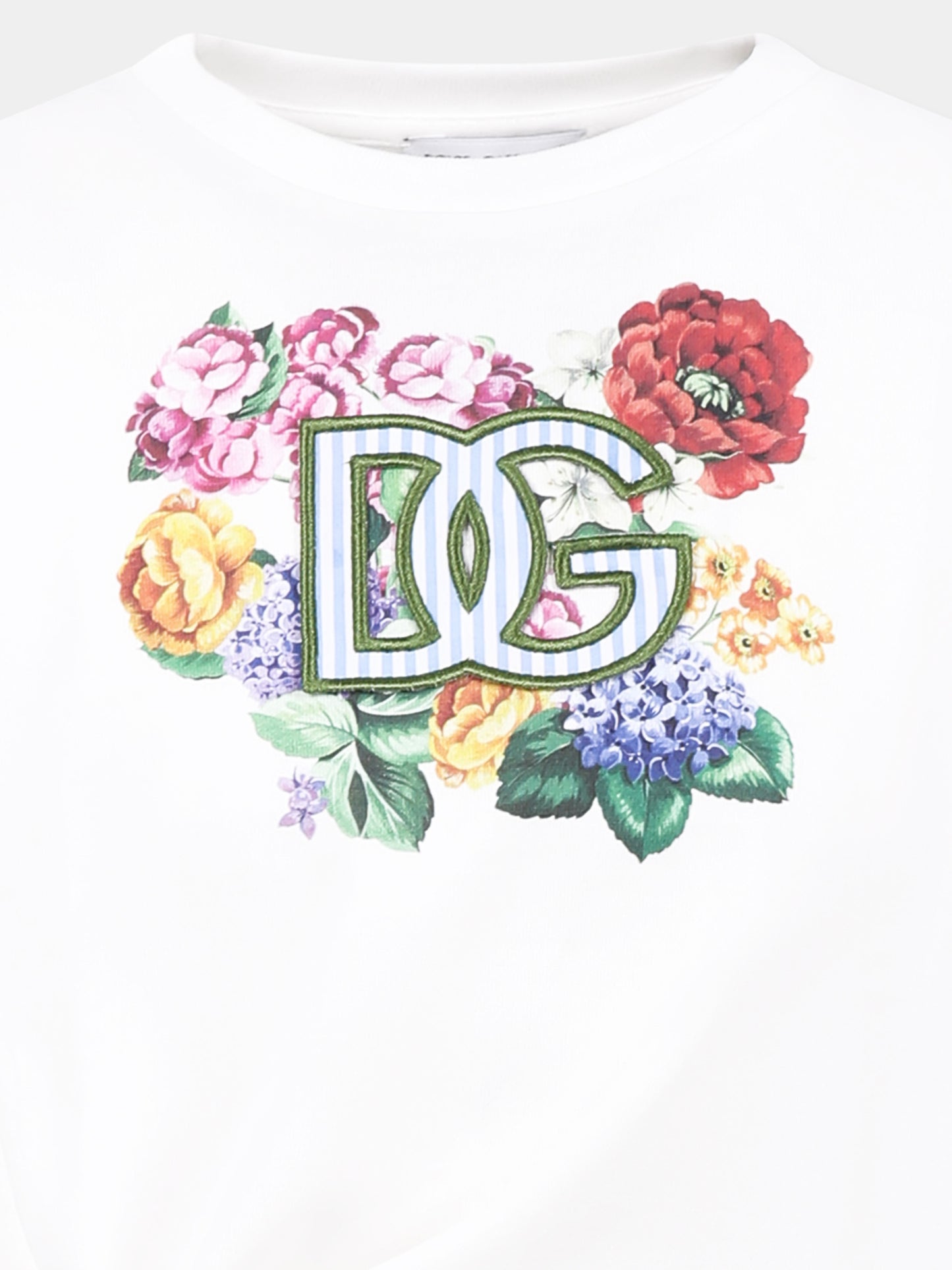 White T-shirt for girl with logo and flowers