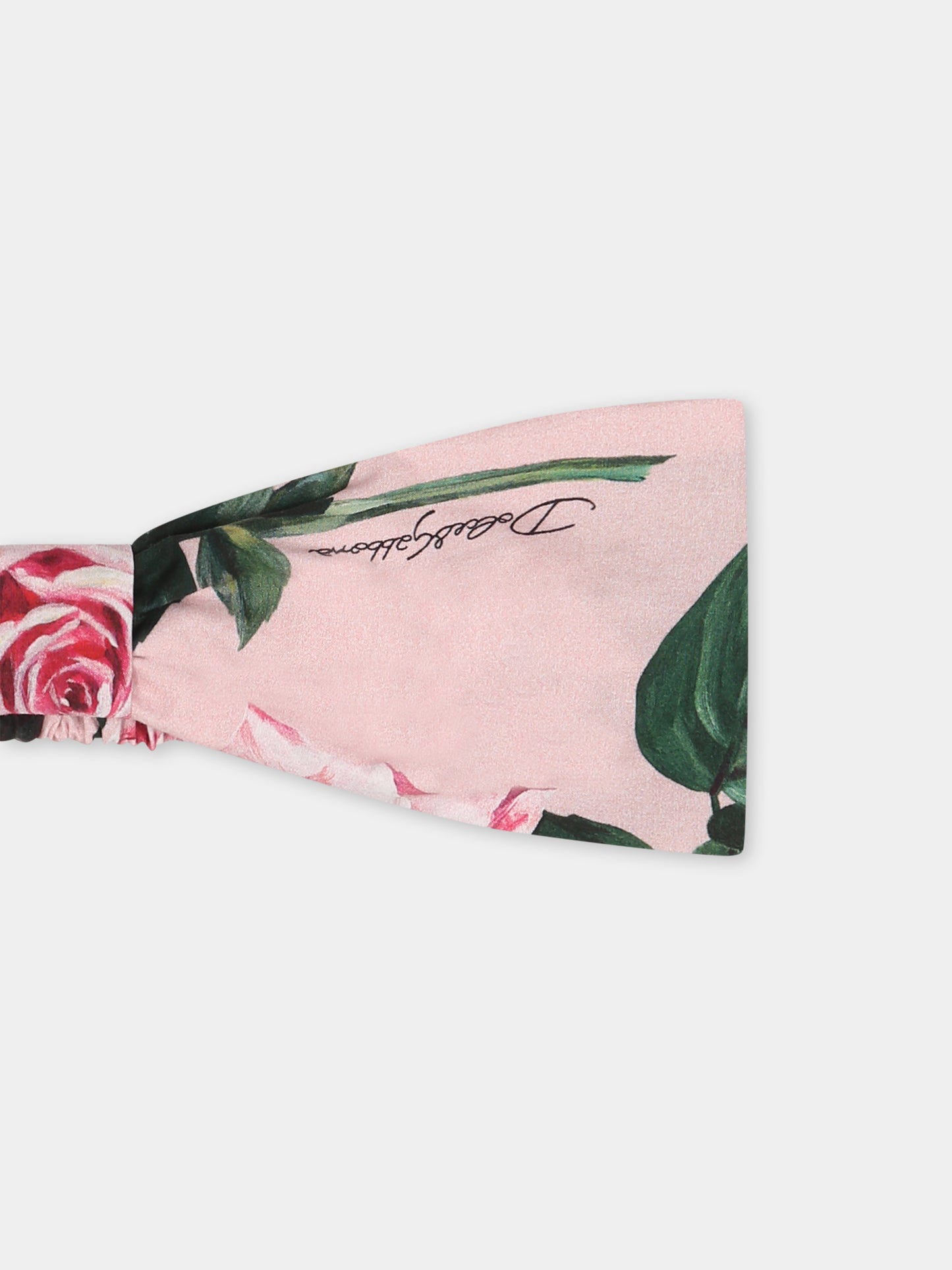 Pink headband  for baby girl with rose print