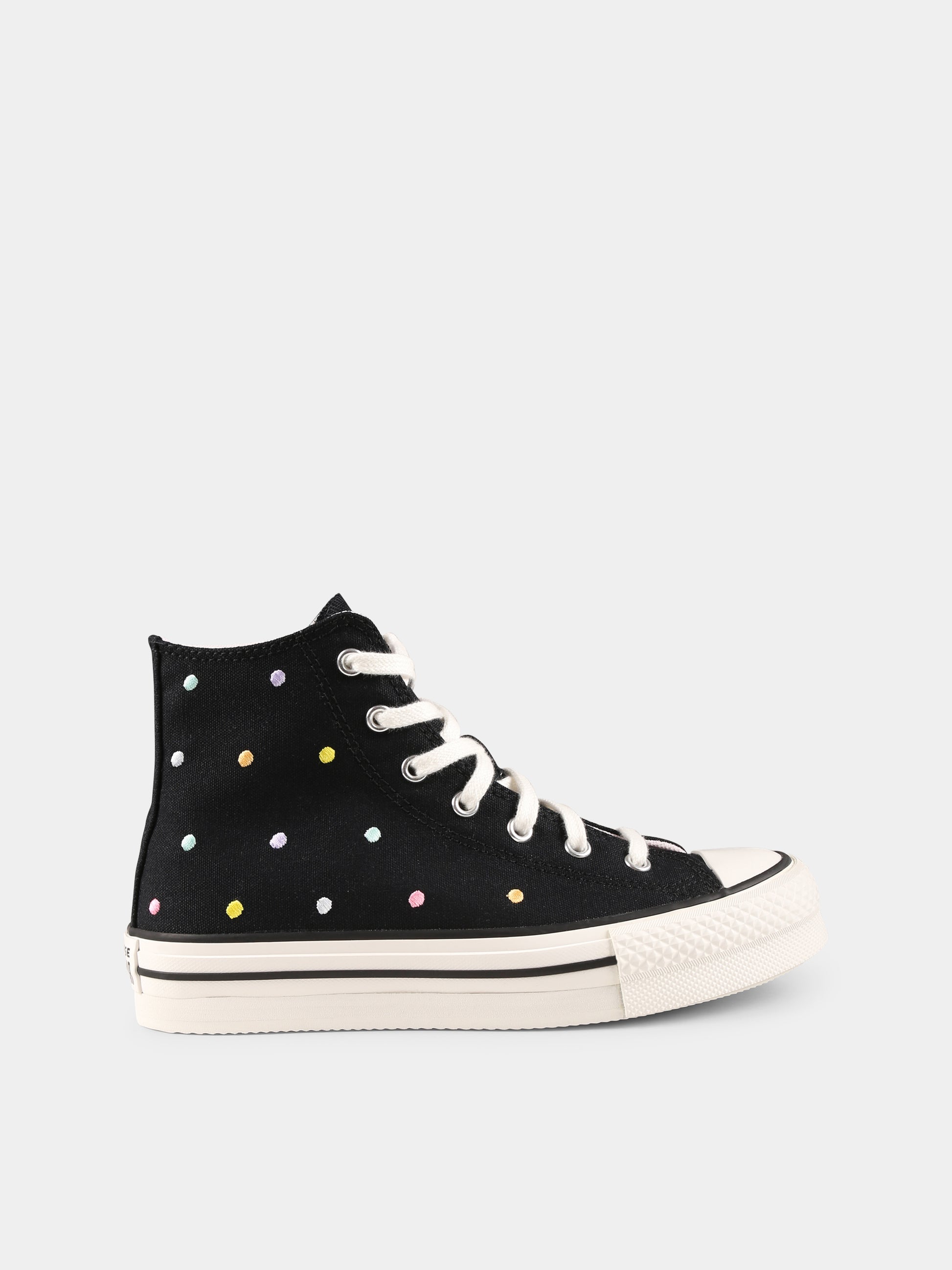 Sneakers Chuck Taylor All Star Eva Lift nere per bambina con pois,Converse,A12608C BLACK